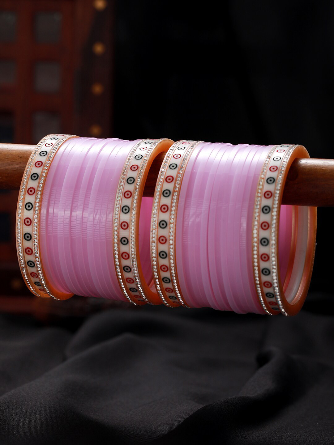 

Jazz and Sizzle Set Of 36 Chuda Bangles Set, Pink