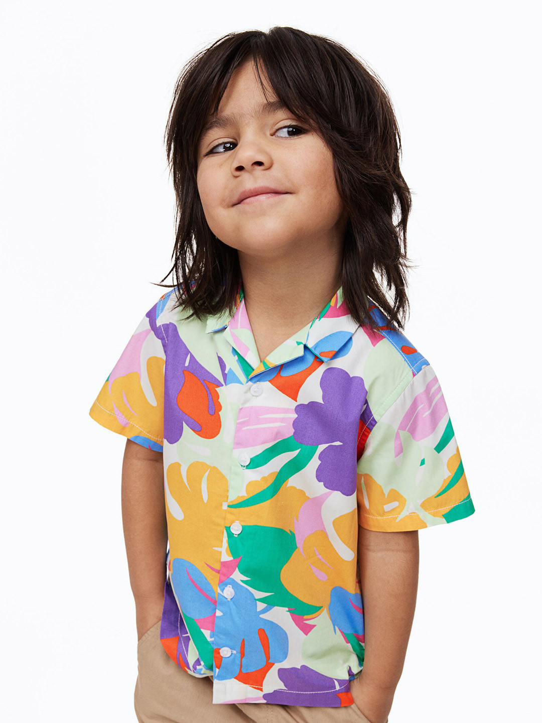 

H&M Boys Patterned Resort Shirt, Green
