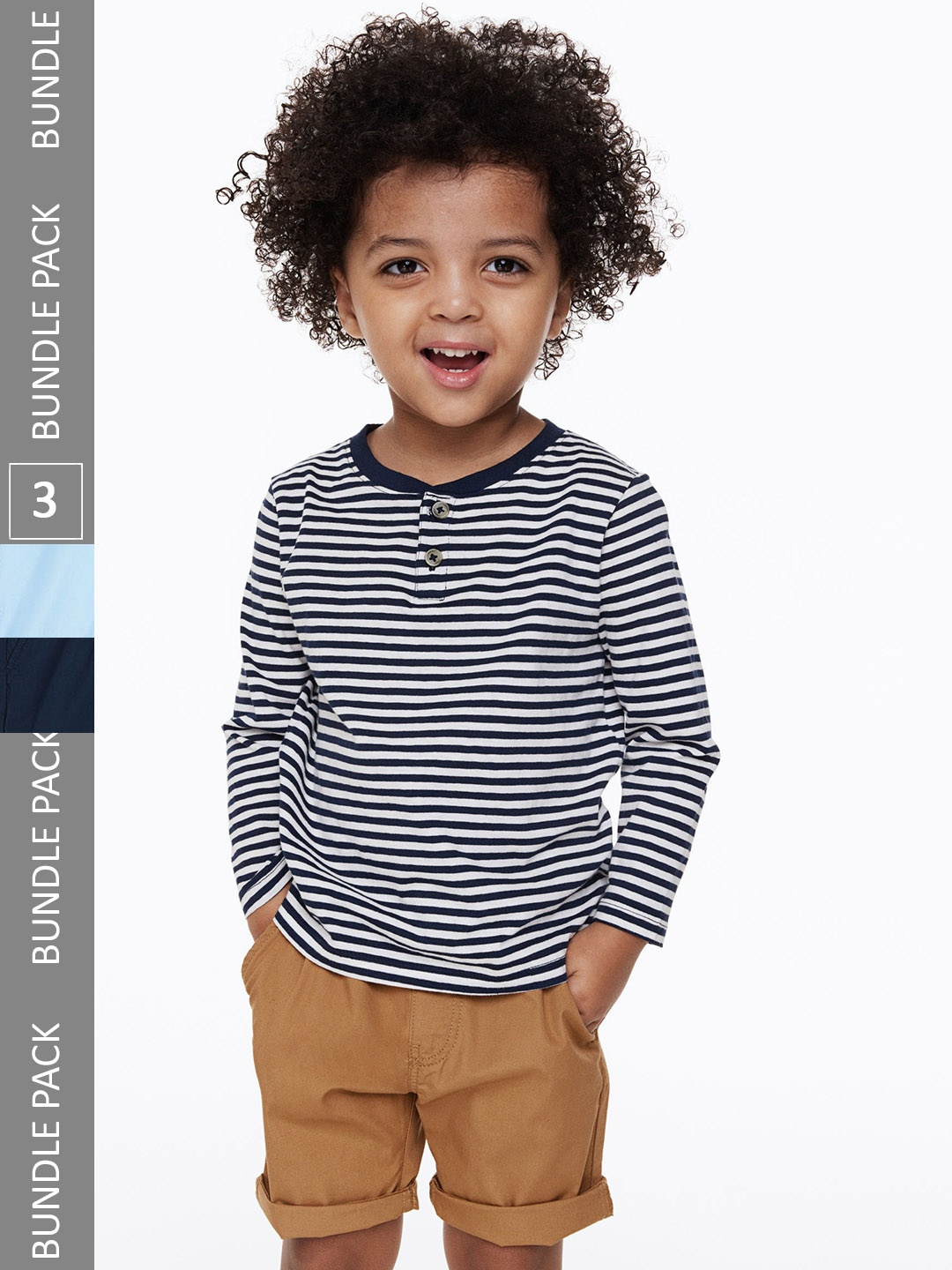 

H&M Boys 3-Pack Cotton Shorts, Beige