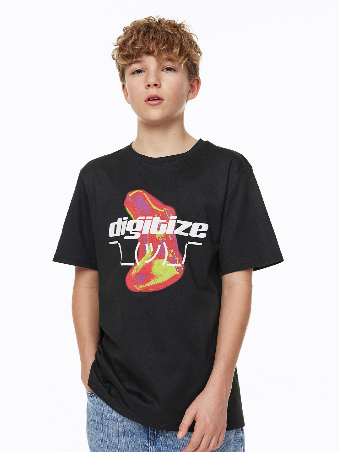 

H&M Boys Printed Cotton T-Shirt, Black
