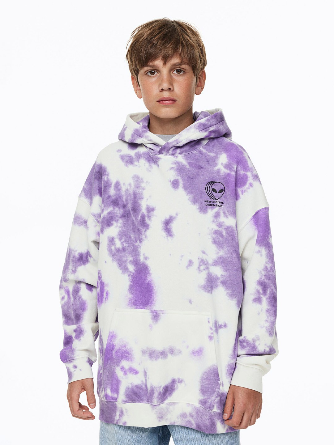 

H&M Boys Oversized Printed Hoodie, White