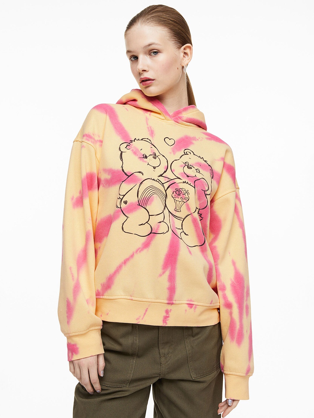 

H&M Women Oversized Printed Hoodie, Yellow