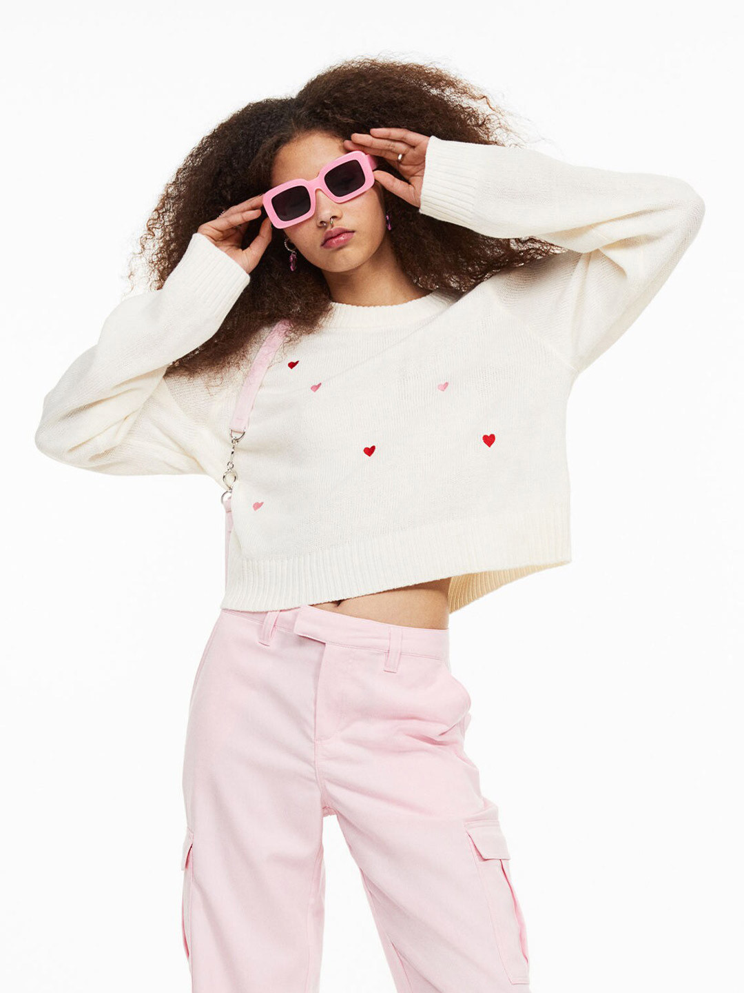 

H&M Women Acrylic Short Jumper, White