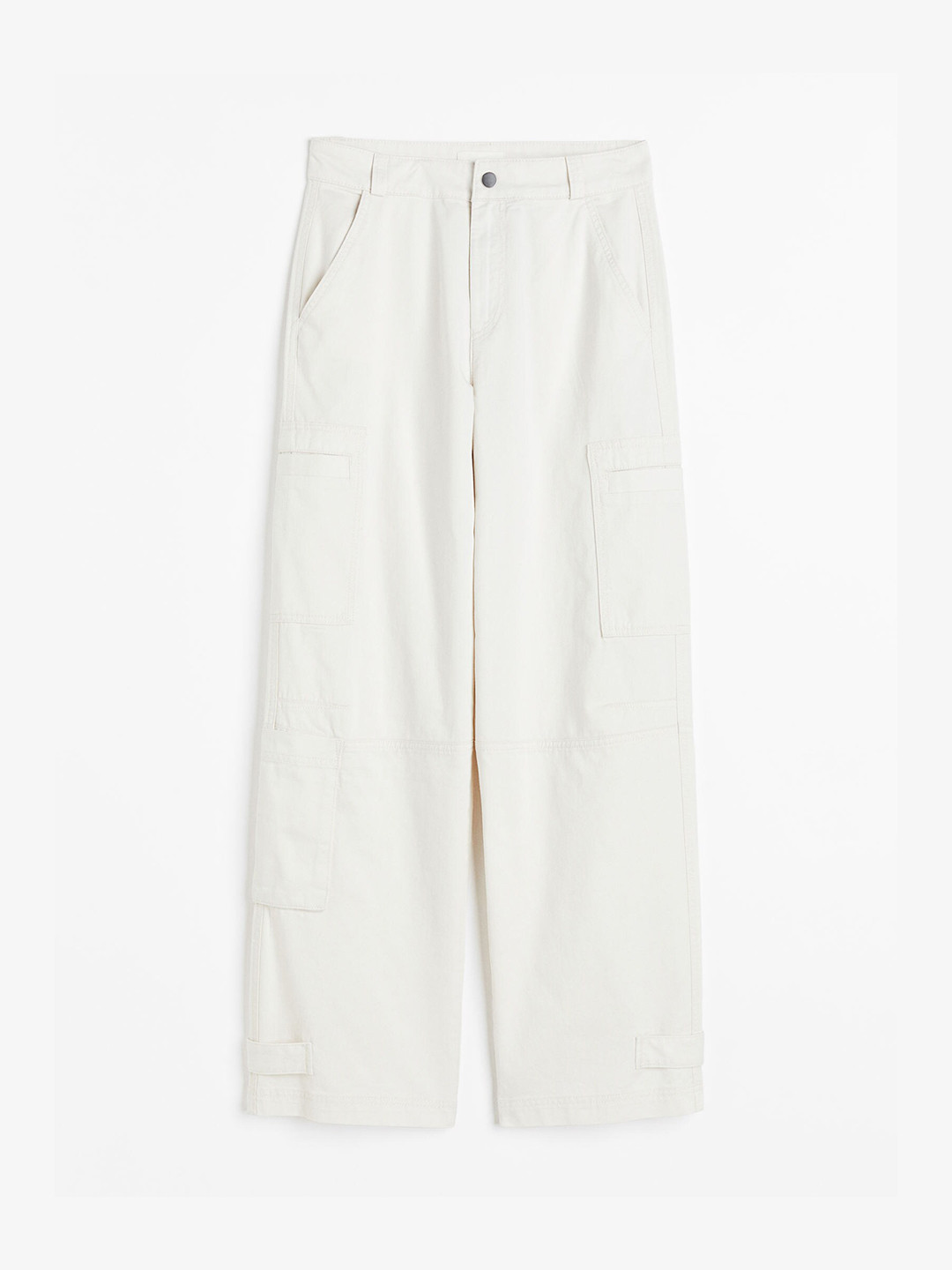 

H&M Women Straight Cargo Trousers, White