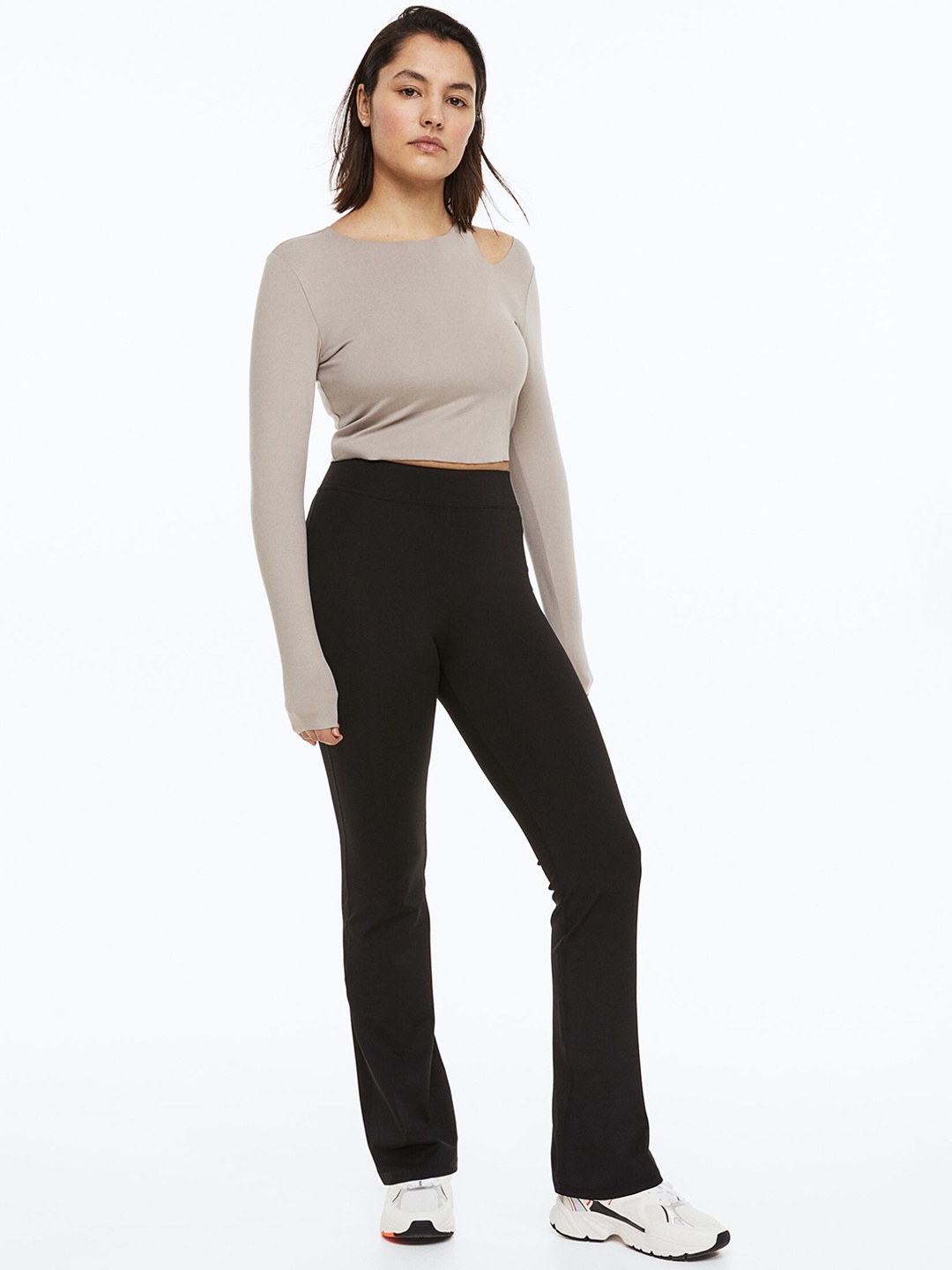 

H&M Women DryMove Flared Sports Trousers, Black