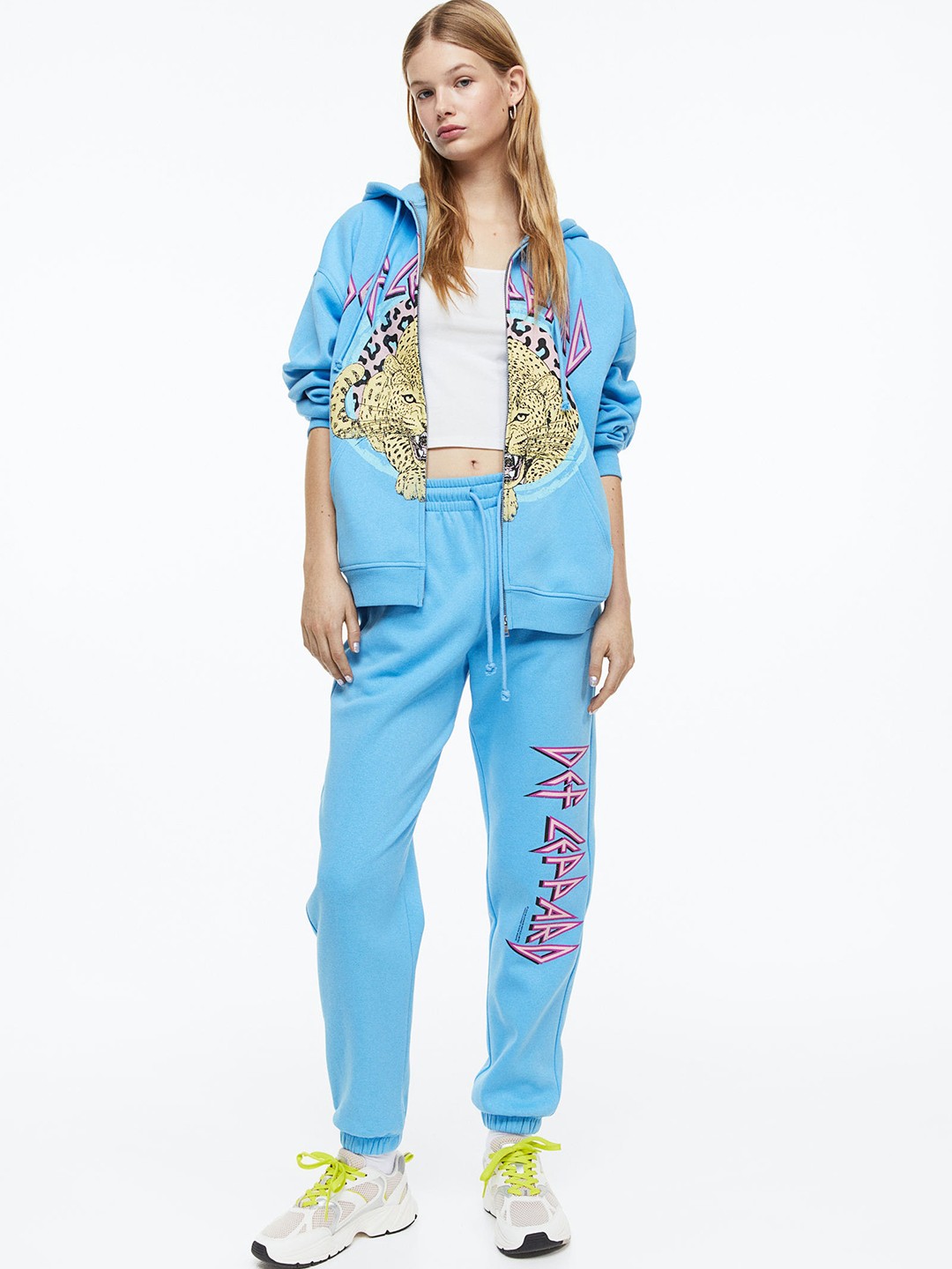 

H&M Women Printed Joggers, Blue