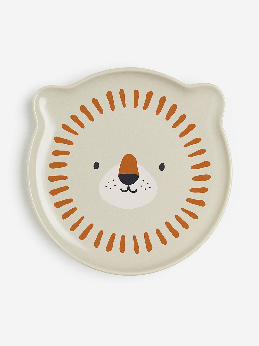 

H&M Girls Beige & Orange-Colored Motif Detail Porcelain Plate