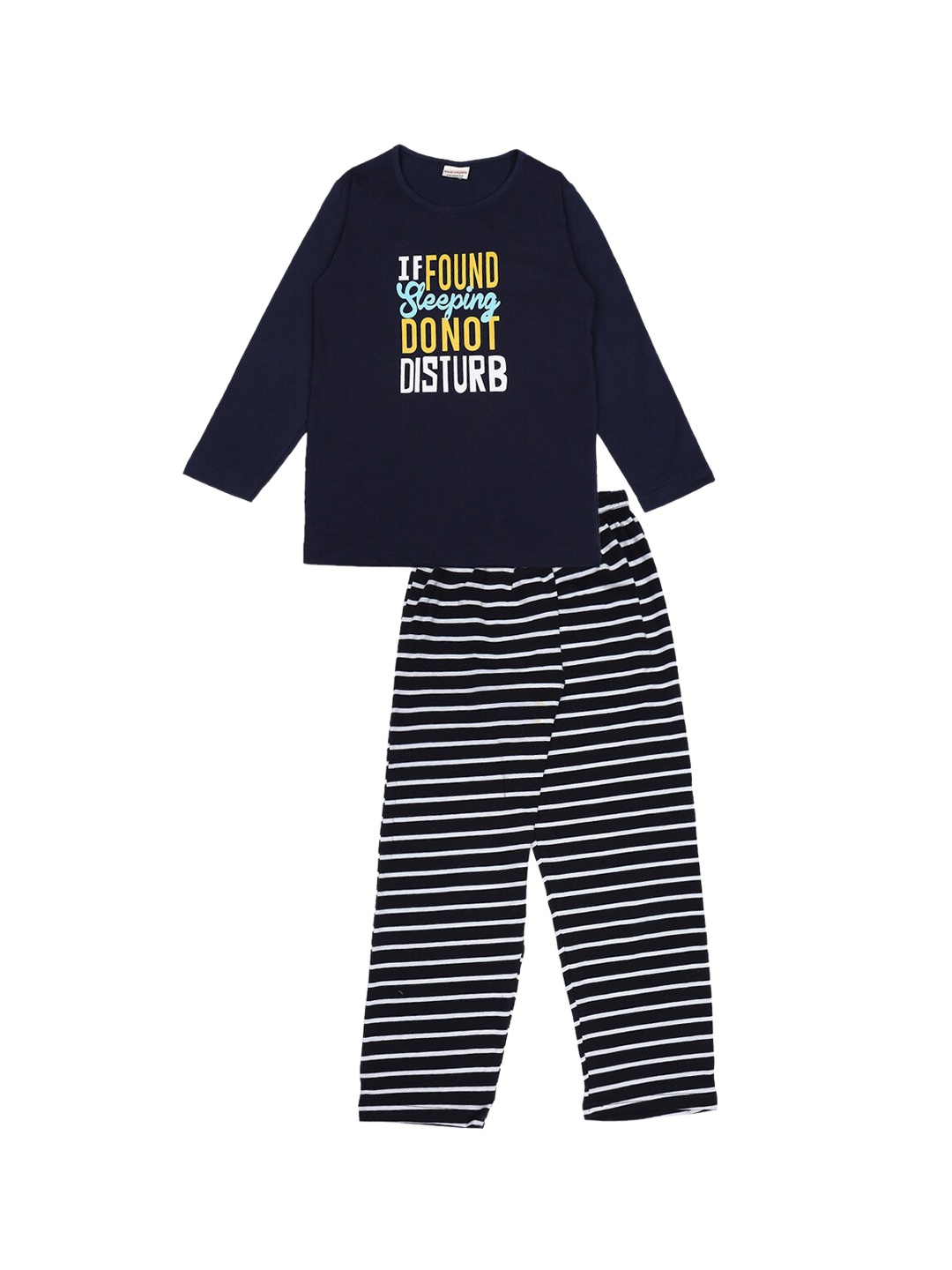 

RAINE AND JAINE Boys Printed Pure Cotton Night suit, Black