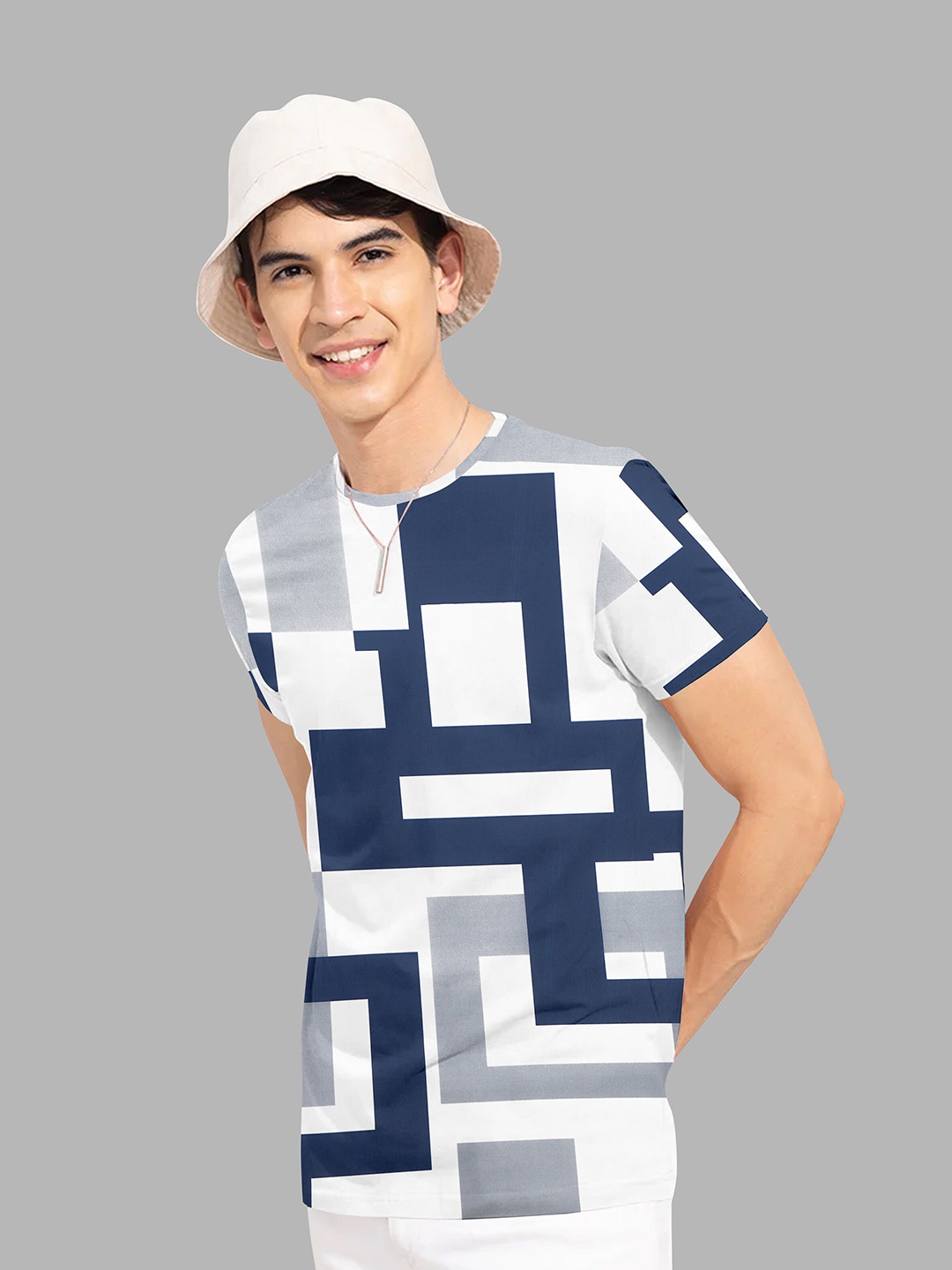 

Fashion FRICKS Men Printed Round Neck T-shirt, Navy blue