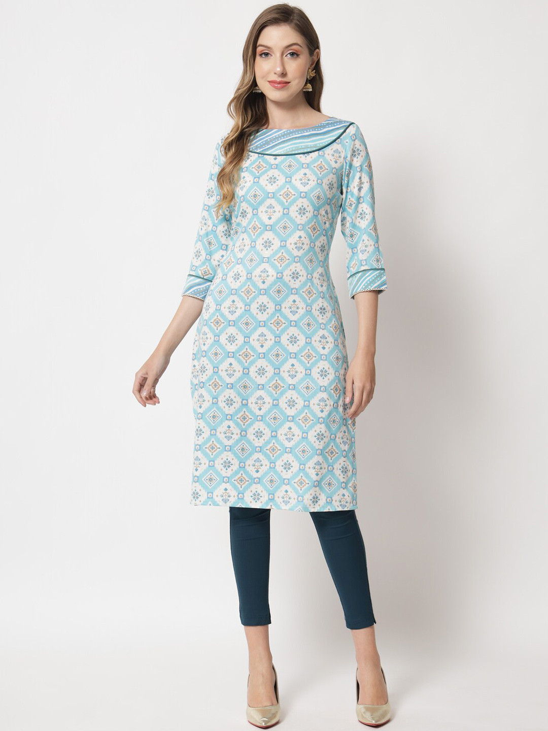 

Shopping Queen Women Ethnic Motifs Printed Kurta, Blue
