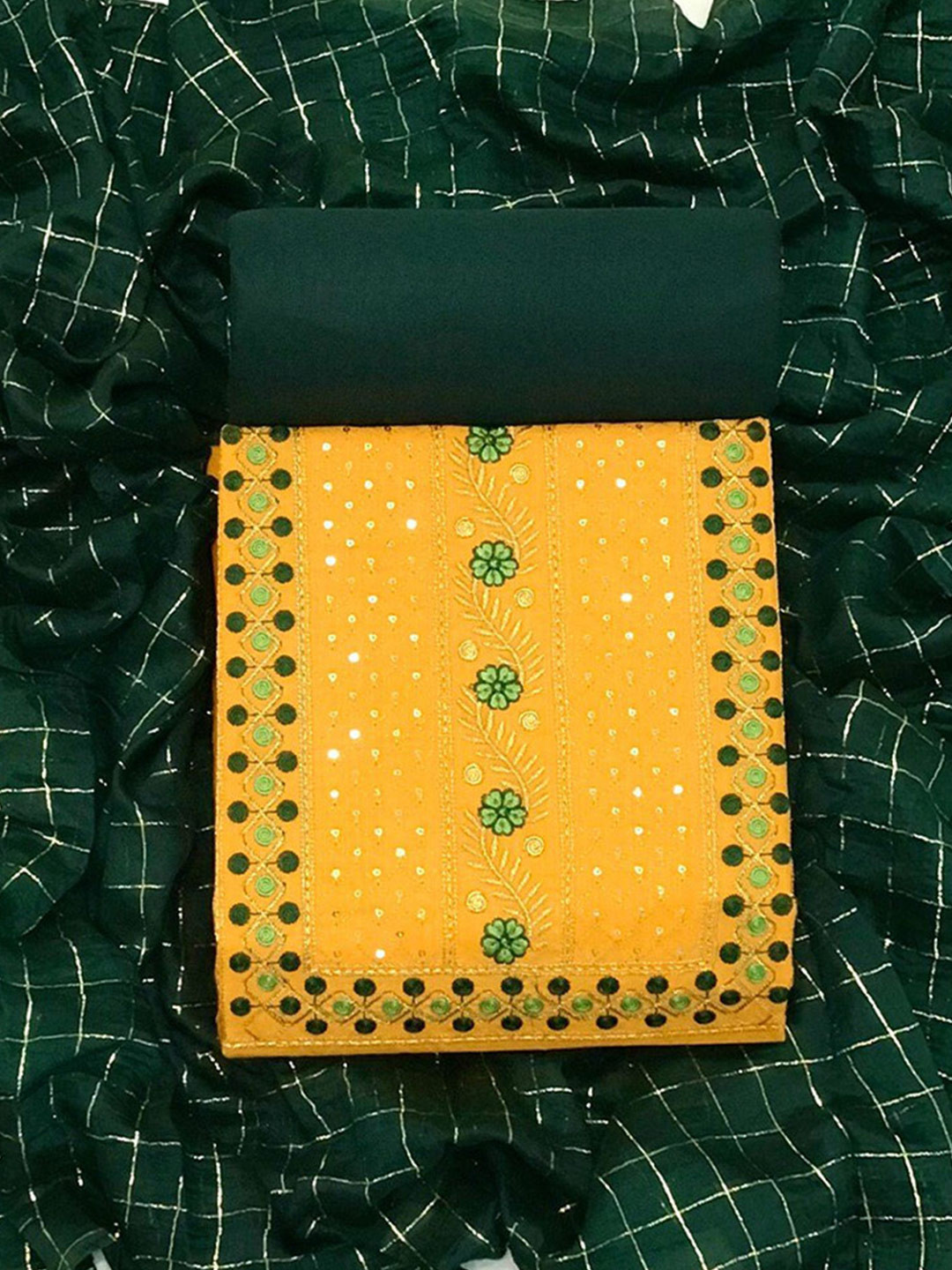 

Angroop Embroidered Unstitched Dress Material, Yellow