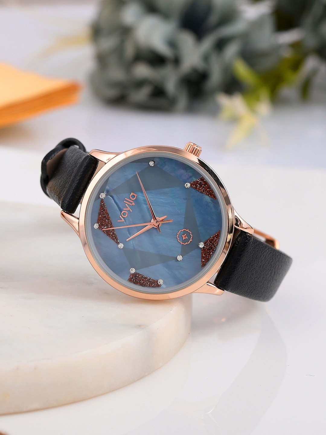 

Voylla Women Printed Dial Leather Straps Analogue Watch, Blue