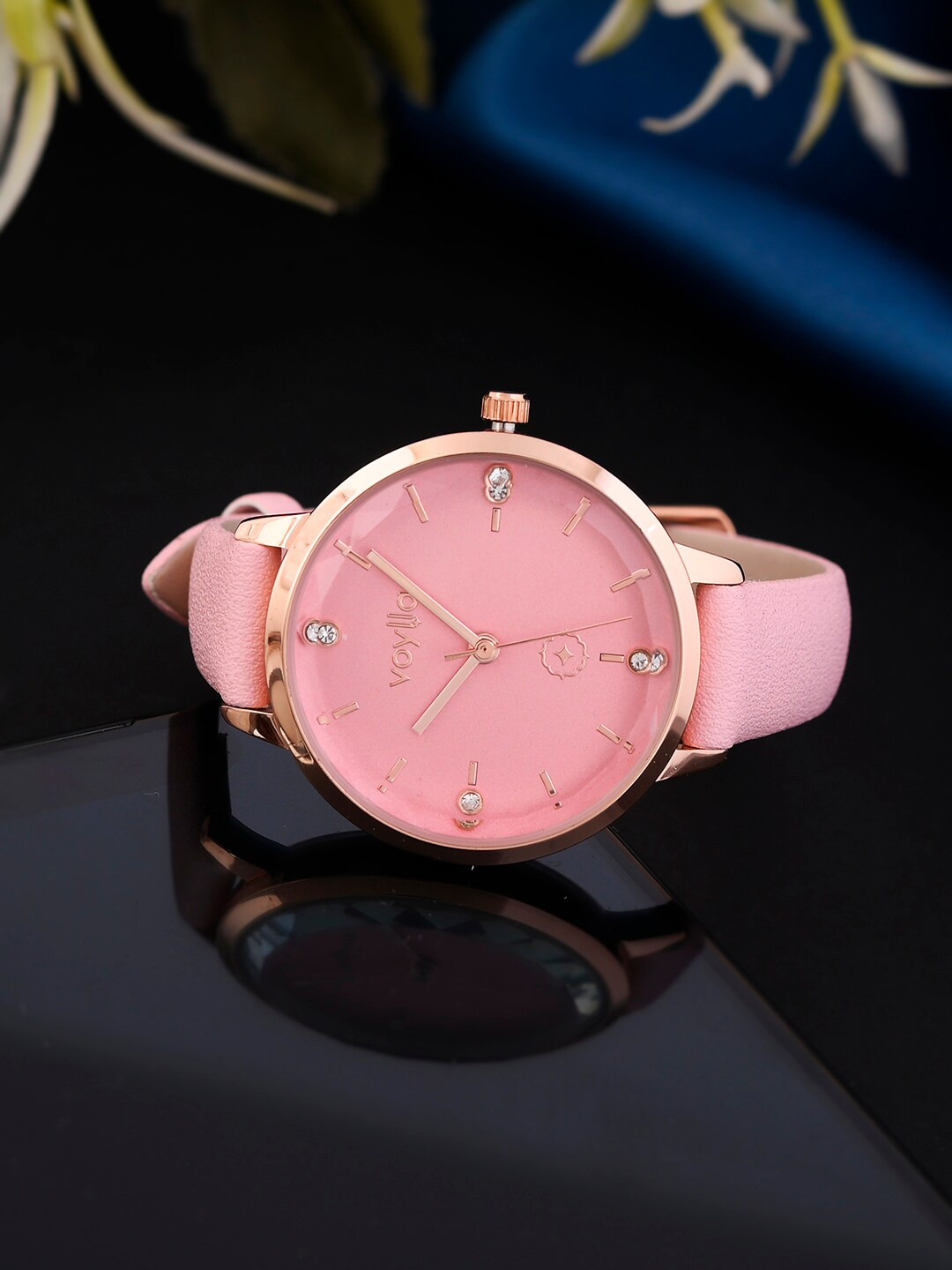 

Voylla Women Leather Straps Analogue Watch 8905124489620, Rose gold