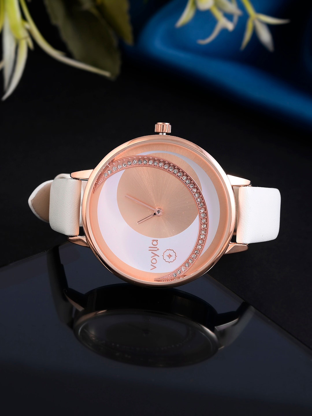 

Voylla Women Embellished Dial & Leather Straps Analogue Watch- 8905124489552, Off white
