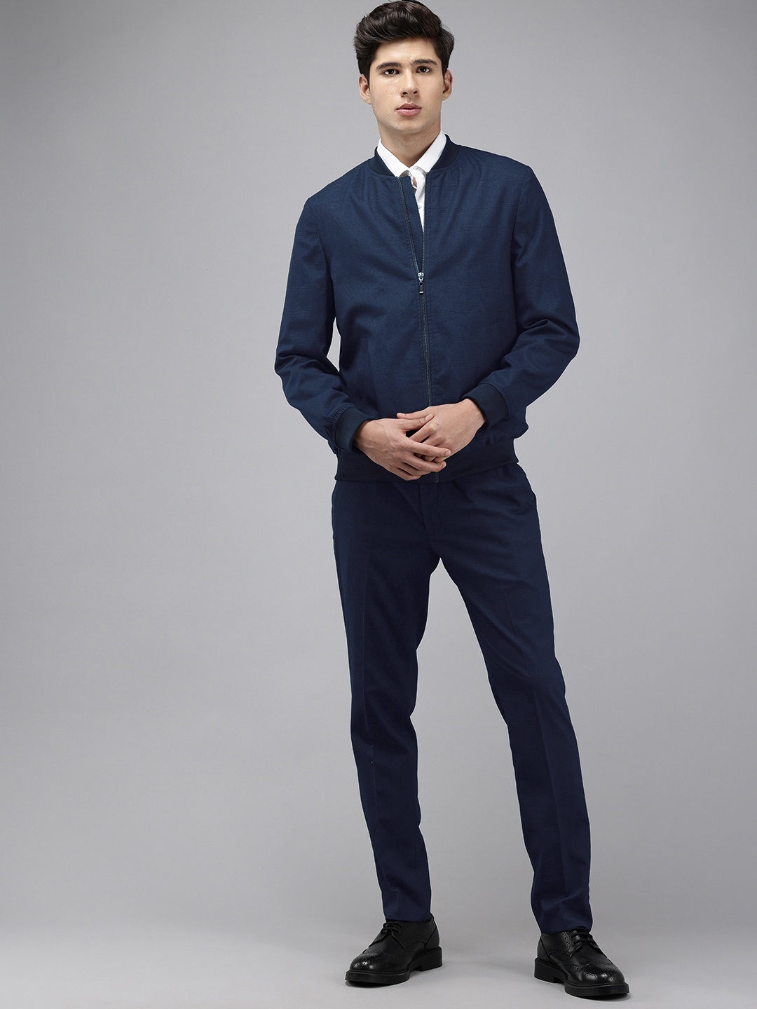 

Park Avenue Checked Neo Fit 2 Piece Formal Suits, Blue