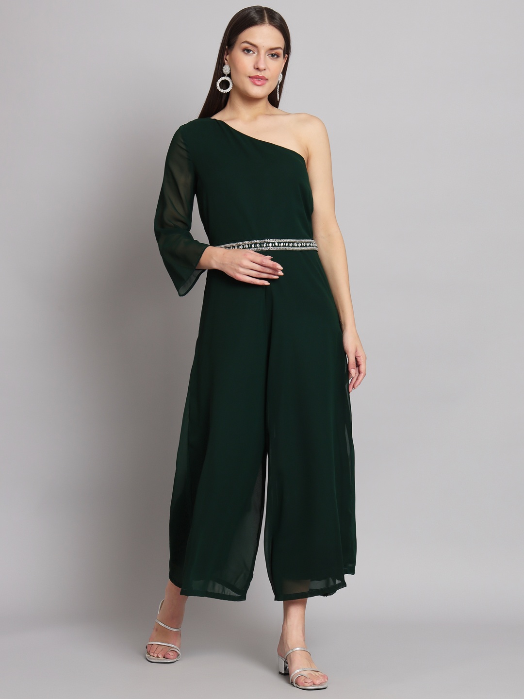 

Poshak Hub One Shoulder Basic Jumpsuit, Green