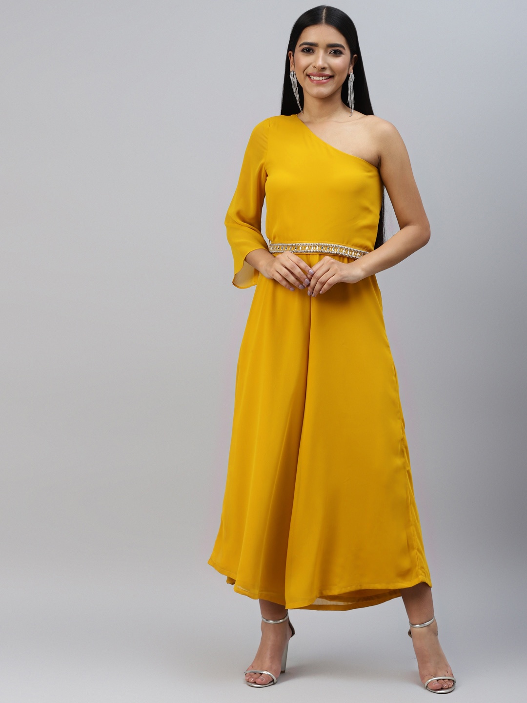 

Poshak Hub One Shoulder Basic Jumpsuit, Yellow