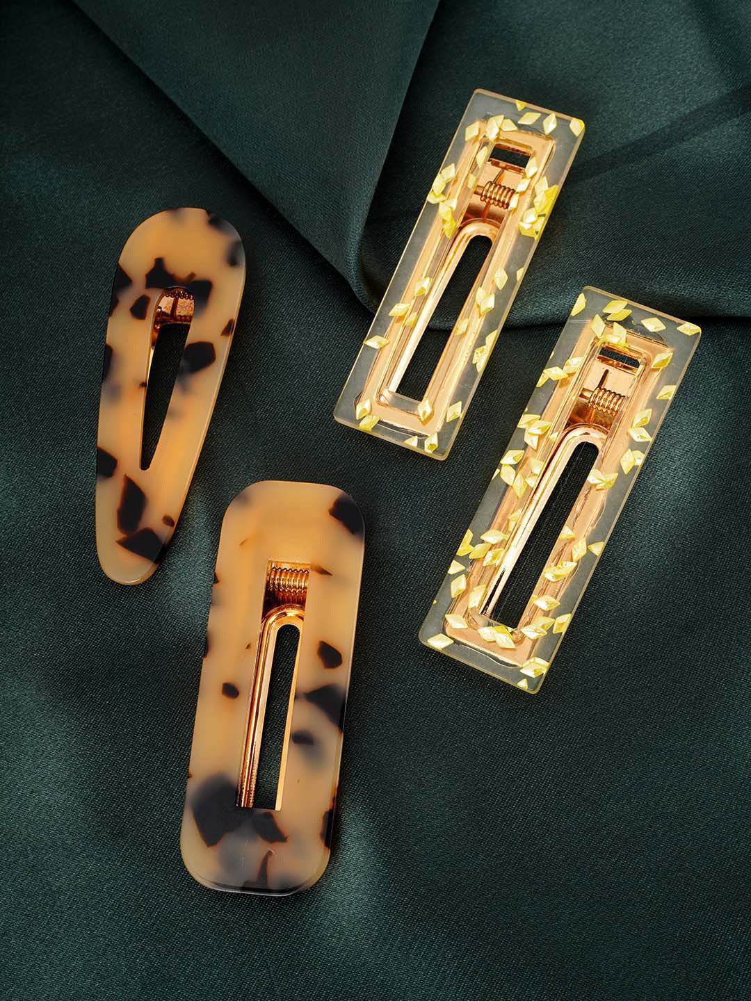 

Ferosh Women Set of 4 Embellished Alligator Hair Clips, Gold