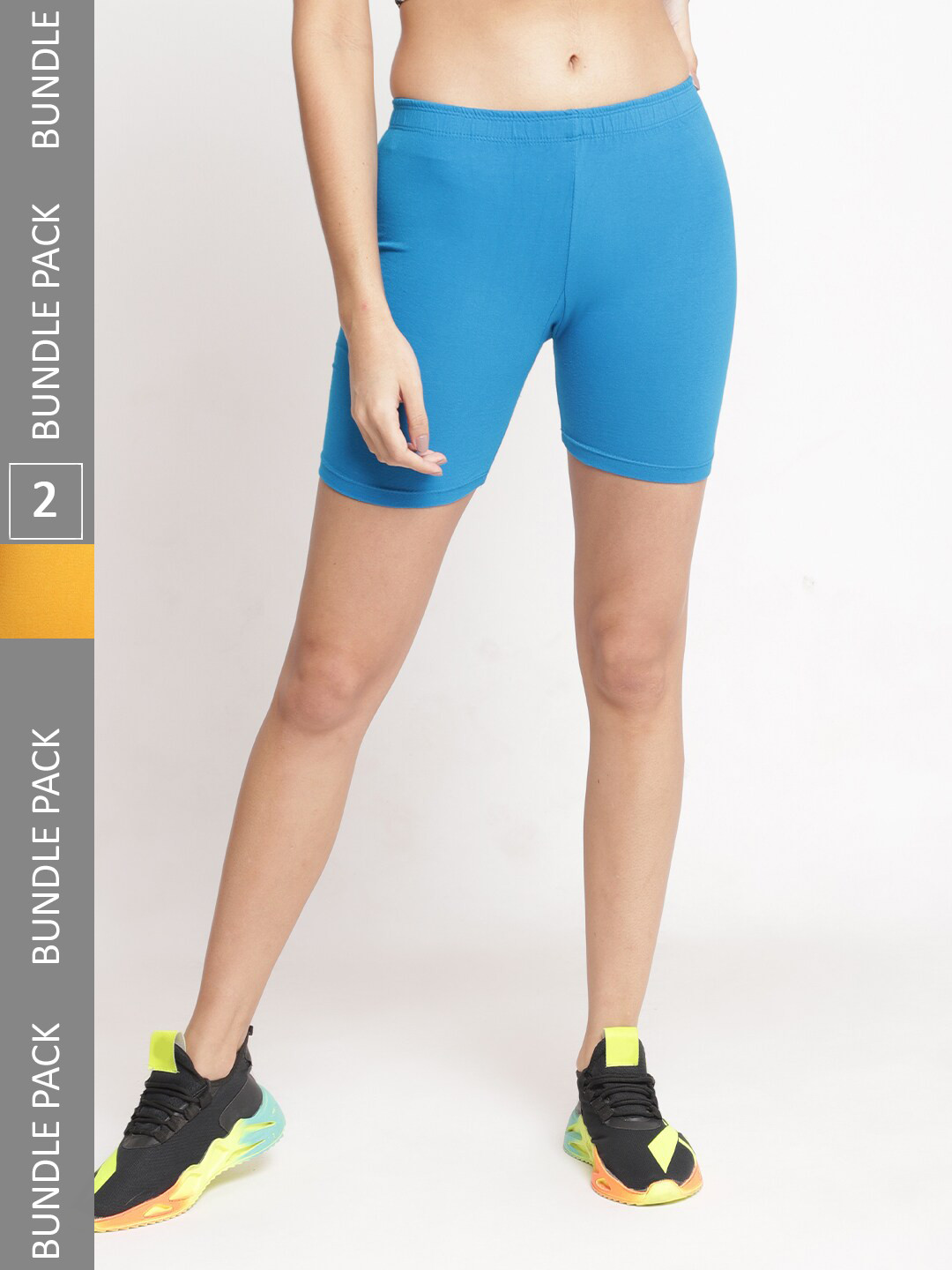 

Jinfo Women Pack of 2 Cycling Shorts, Yellow