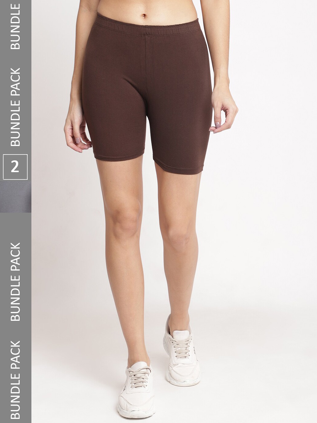 

Jinfo Women Pack of 2 Mid Rise Cotton Cycling Sports Shorts, Maroon