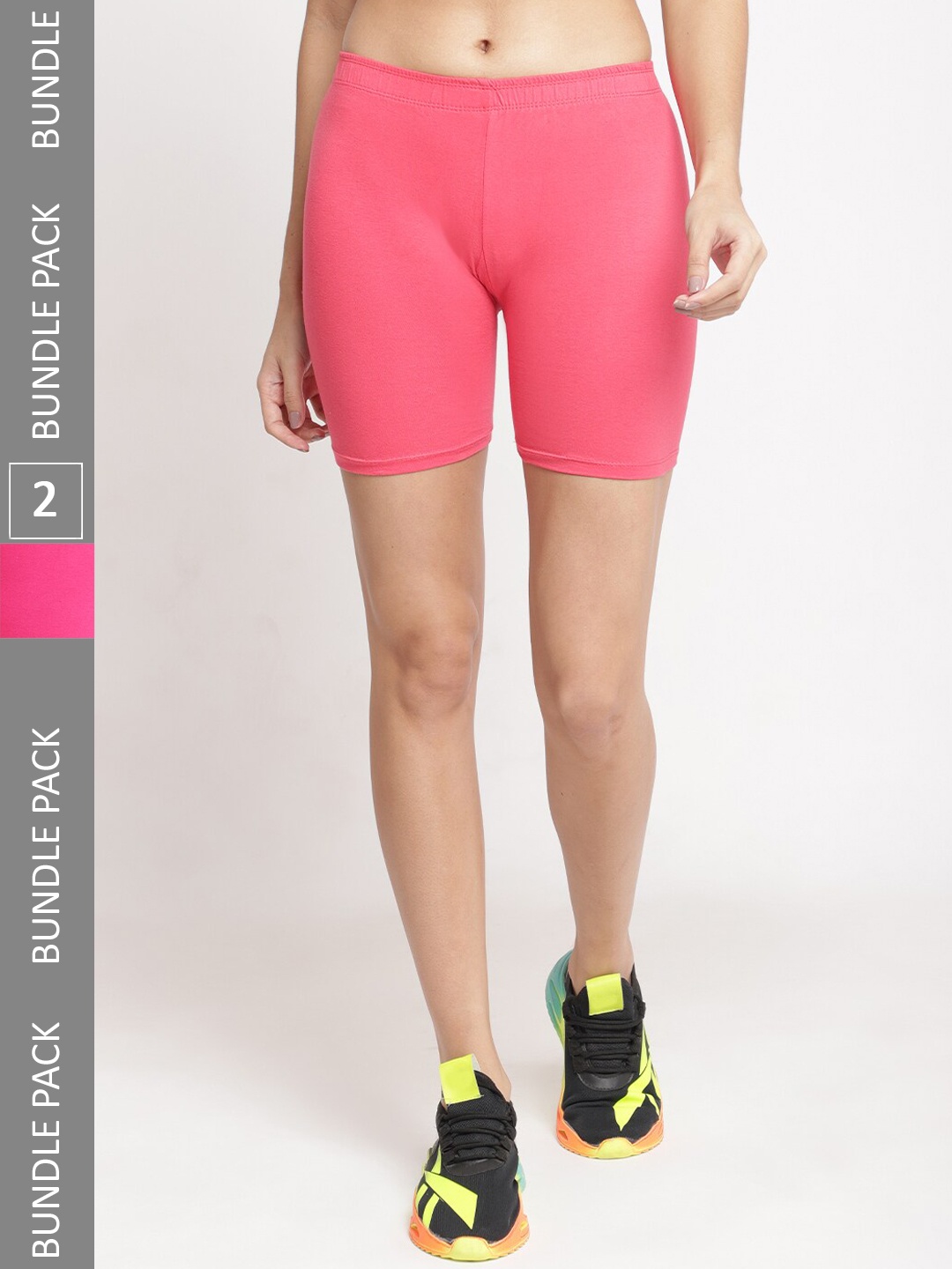 

Jinfo Women Pack of 2 Cycling Shorts, Pink