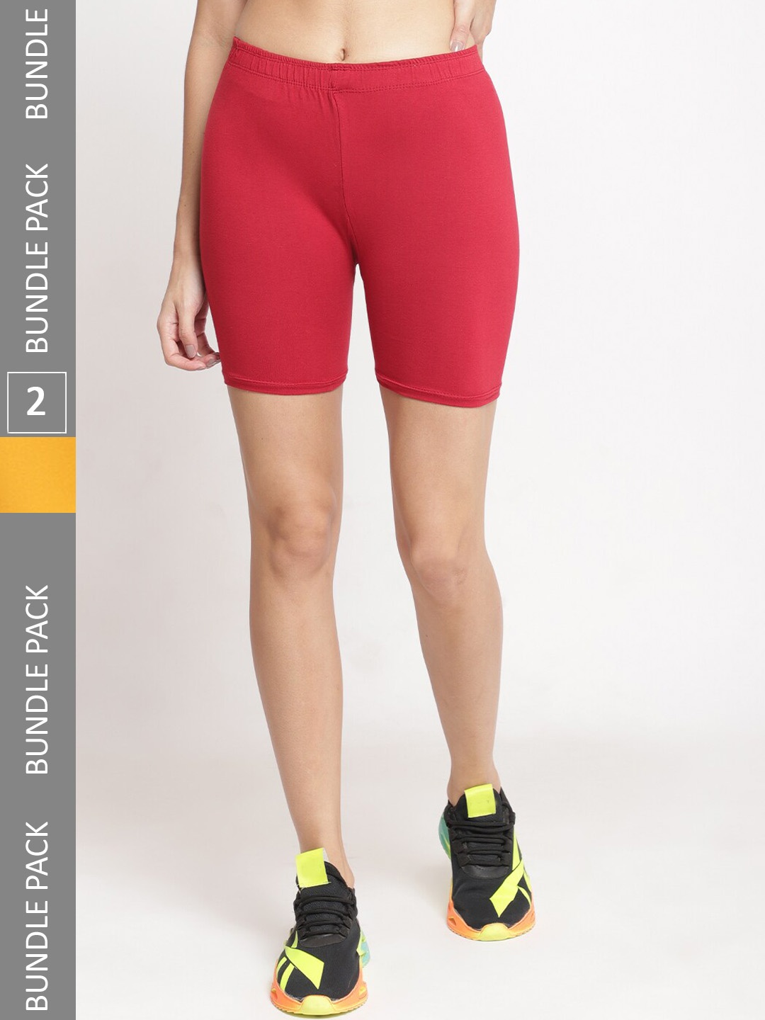 

Jinfo Women Pack of 2 Cotton Cycling Shorts, Yellow