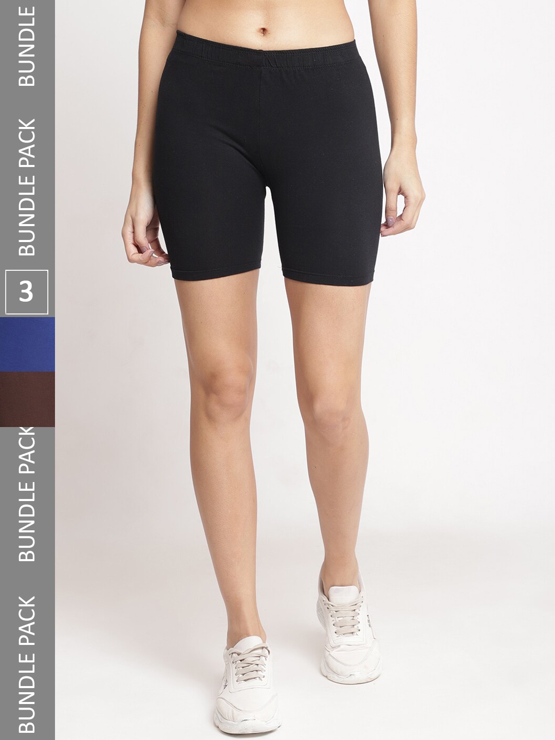 

Jinfo Women Pack Of 3 Cotton Skinny Fit Cycling Sports Shorts, Black
