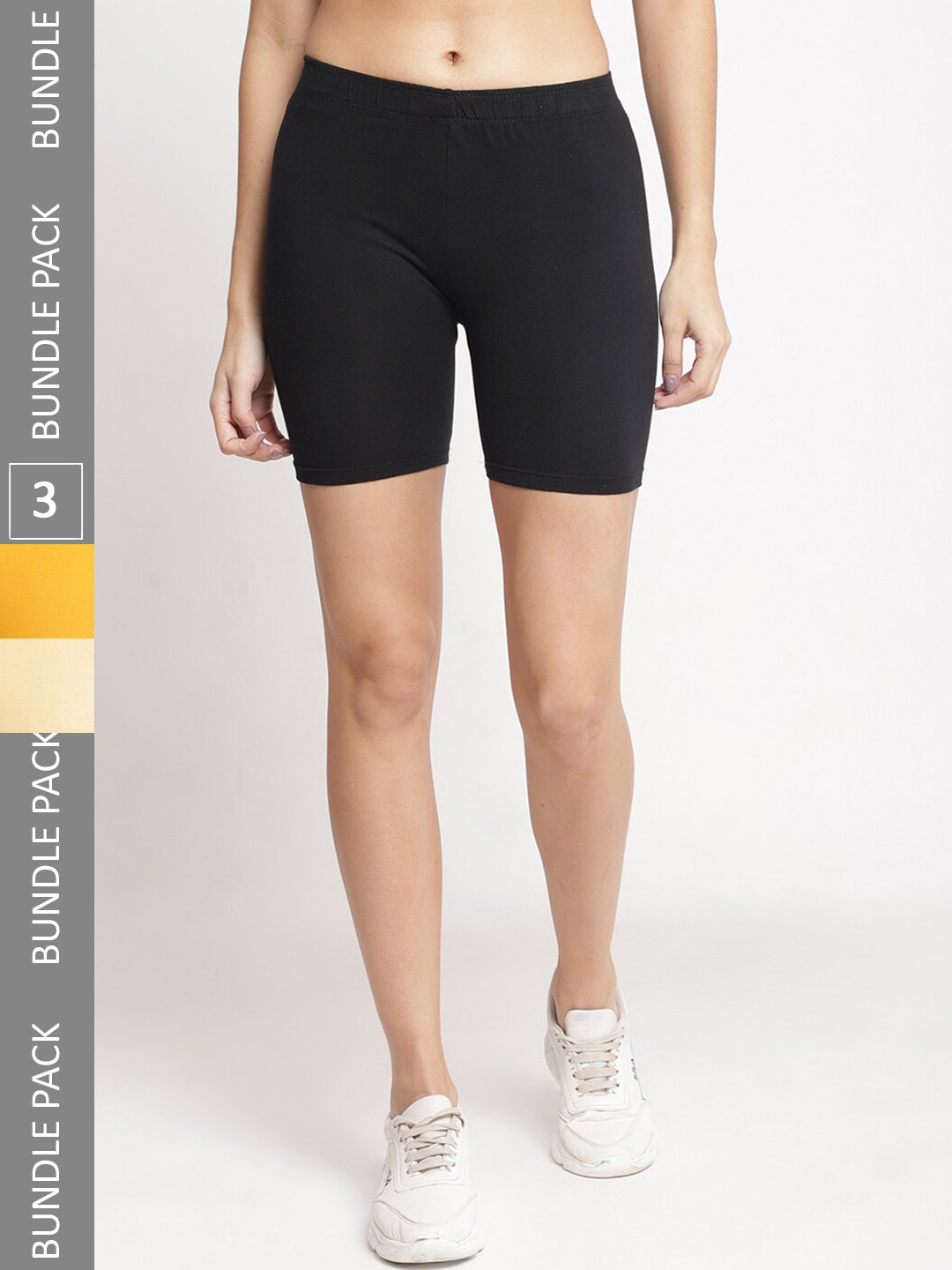 

Jinfo Women Pack Of 3 Cotton Skinny Fit Cycling Sports Shorts, Black
