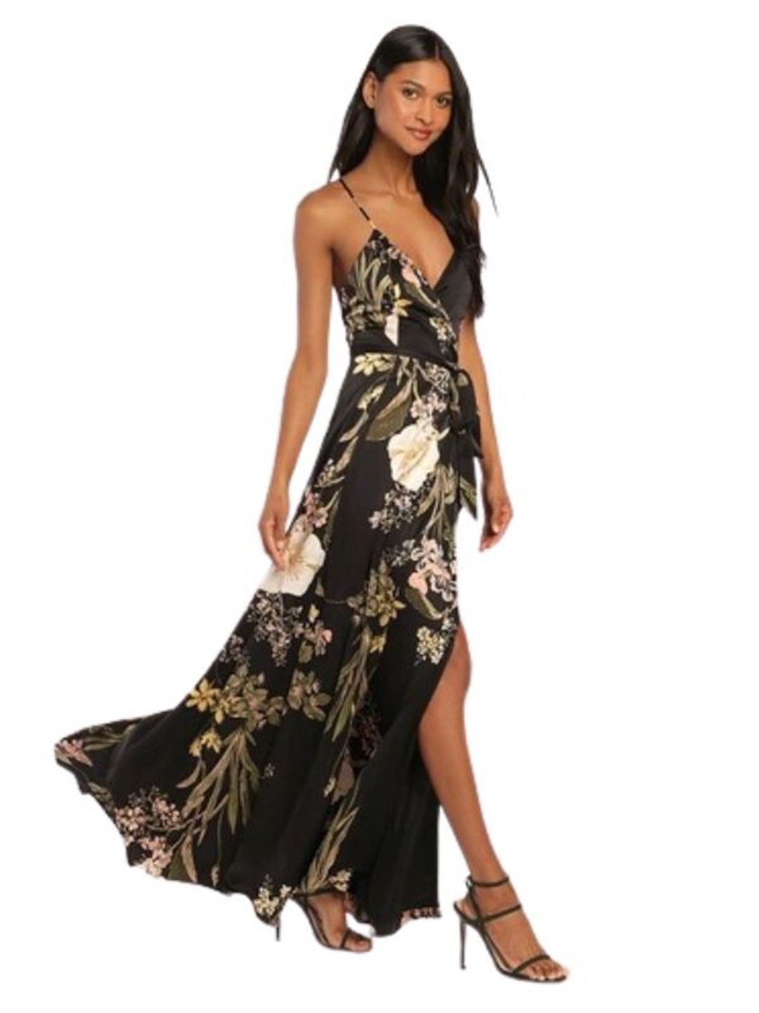 

La Aimee Floral Maxi Dress, Black