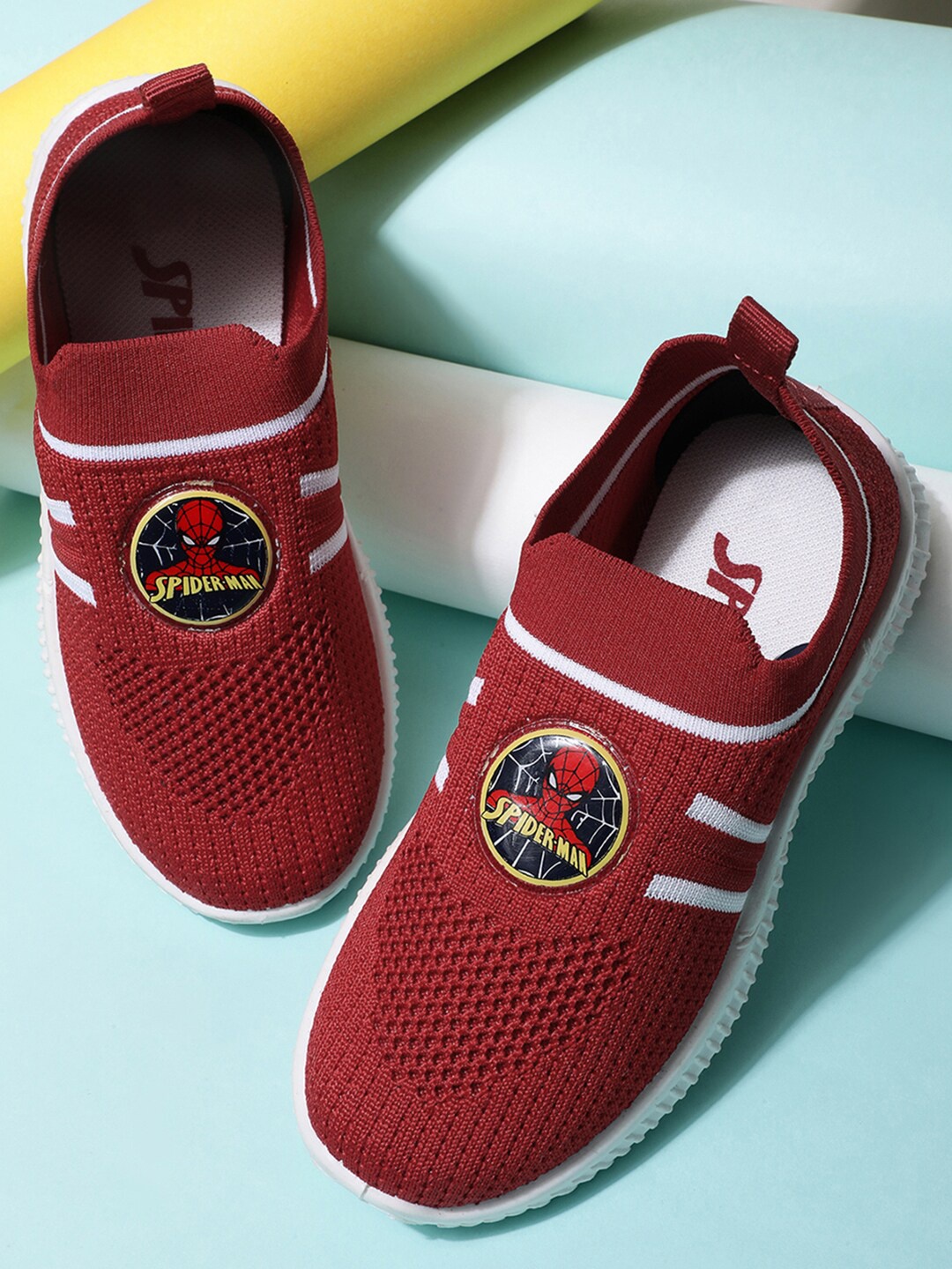 

Kids Ville Boys Spiderman Printed Cricket Sports Shoes, Red