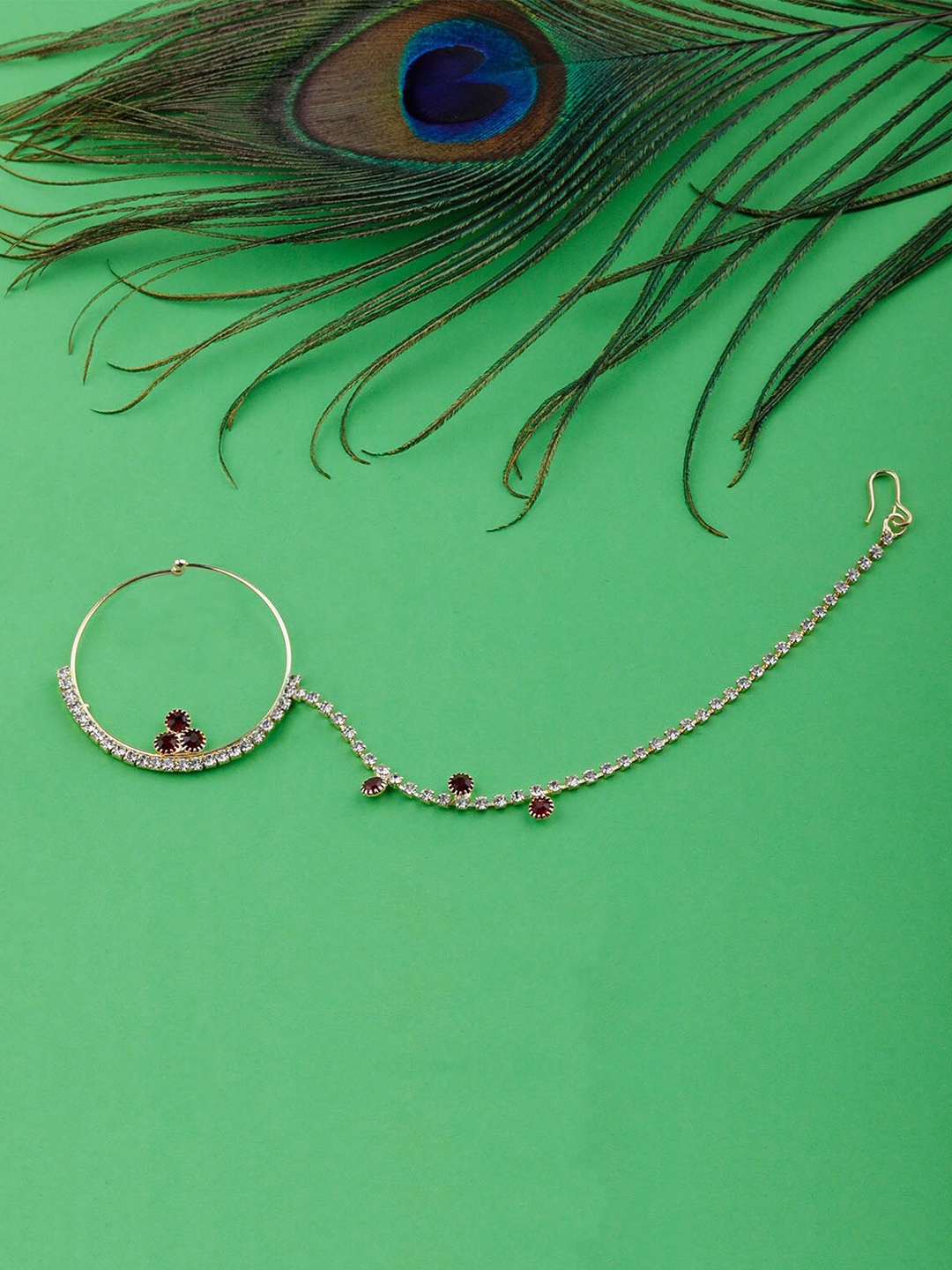 

Silver Shine Gold-Plated Stone-Studded Nosepin