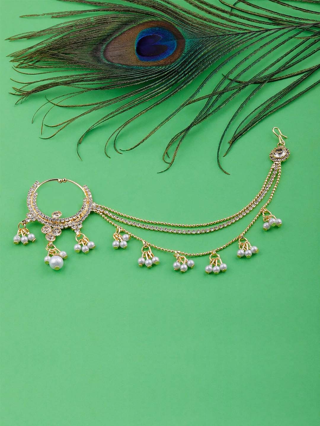

Silver Shine Gold-Plated Stone Studded Nosepin