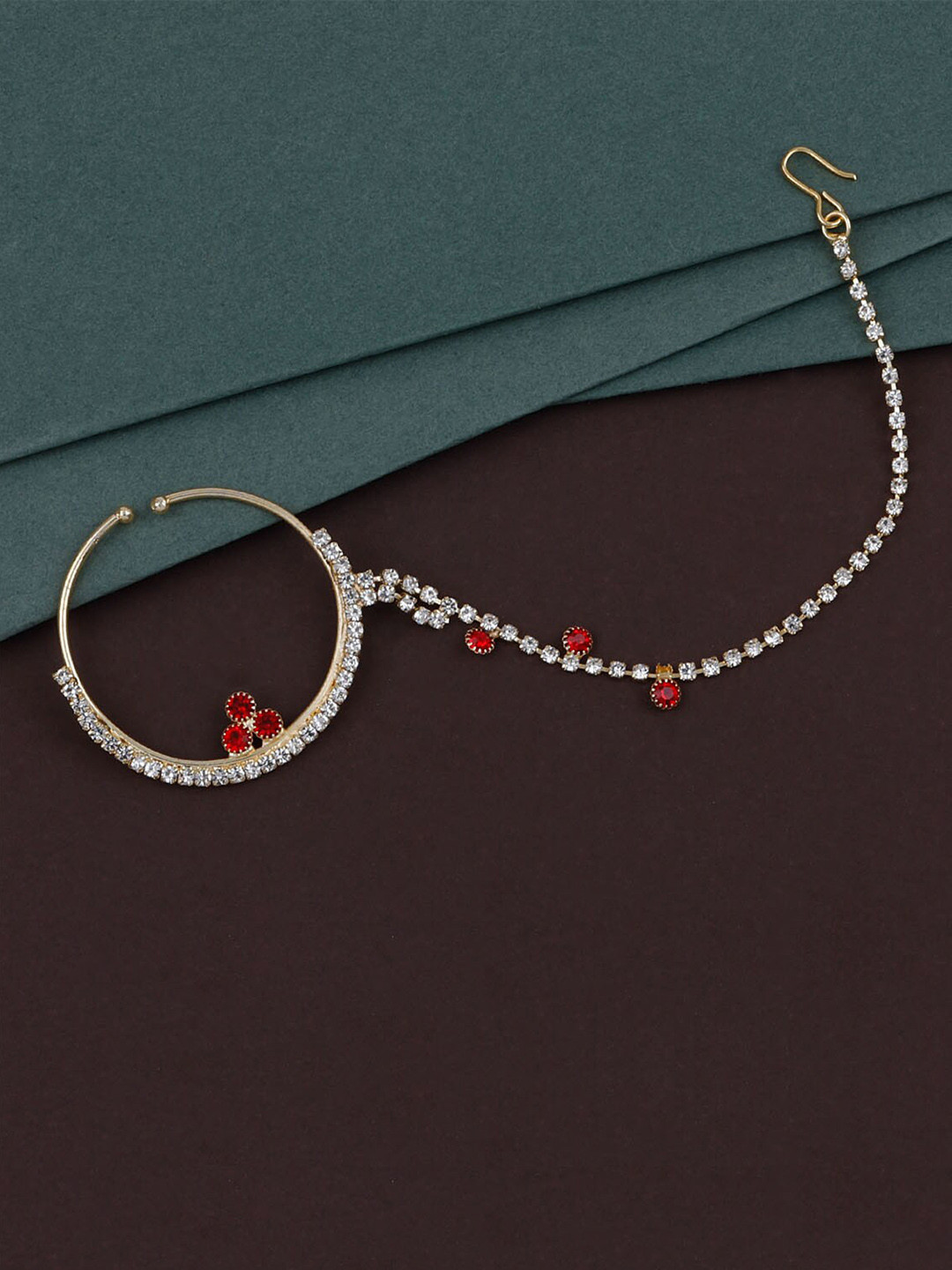 

Silver Shine Gold-Plated Stone-Studded Nosepin