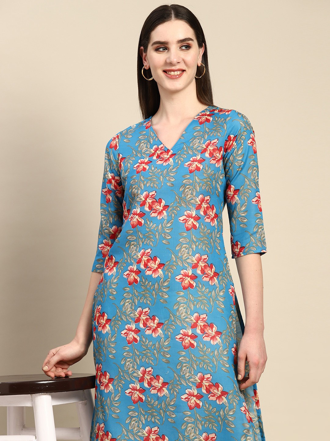 

Anouk Floral Printed Floral Kurta, Blue