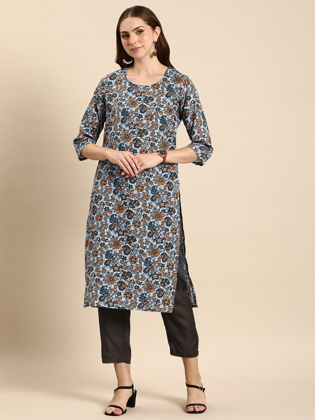 

Anouk Floral Printed Kurta, Blue