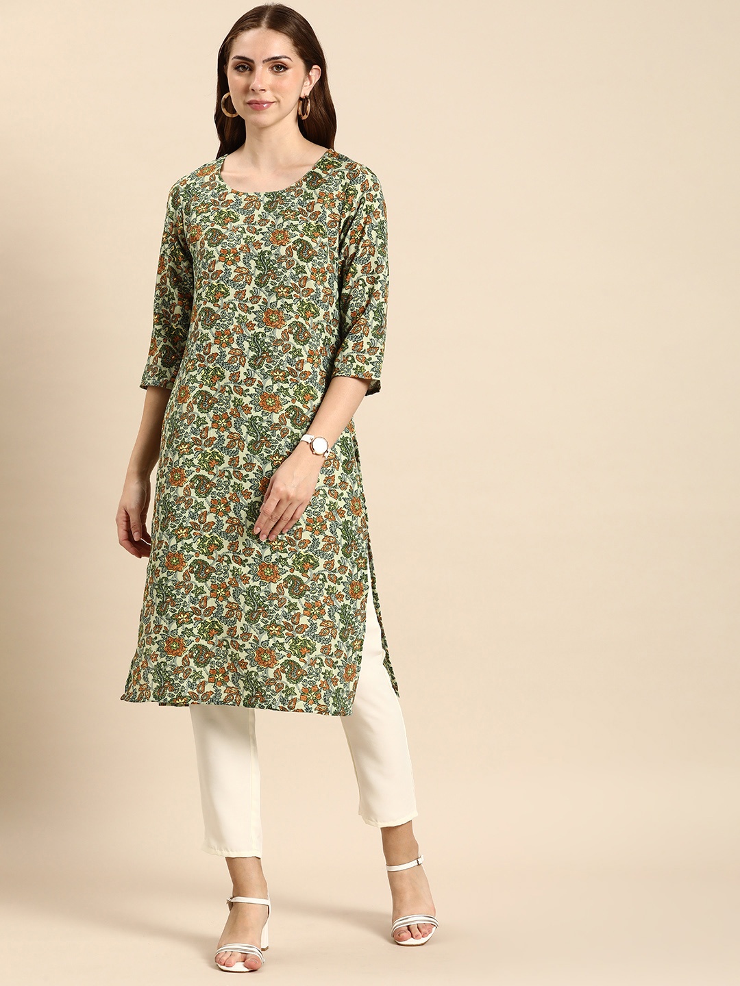 

Anouk Floral Printed Kurta, Green