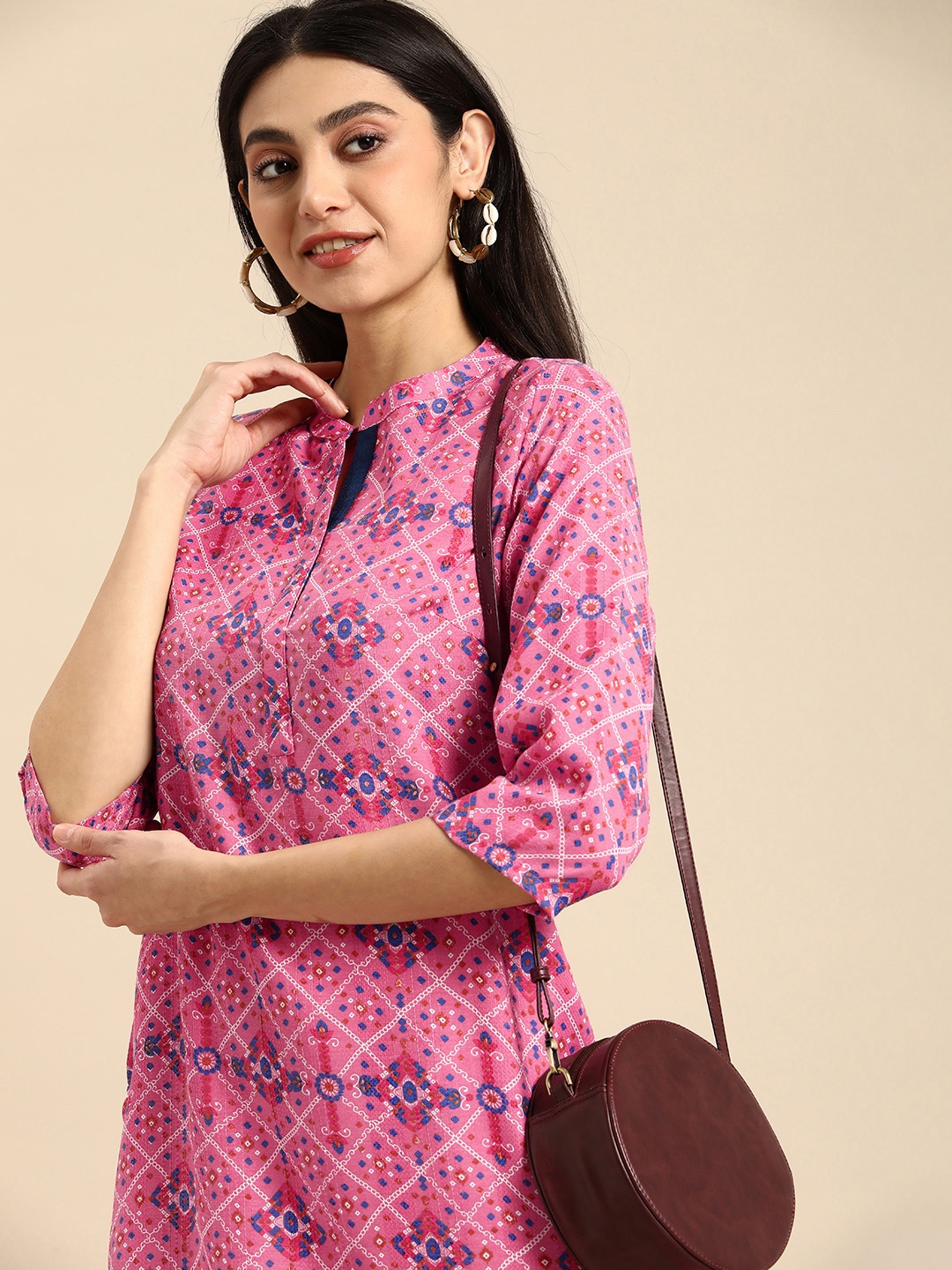 

Anouk Women Ethnic Motifs Printed Straight Kurta, Pink