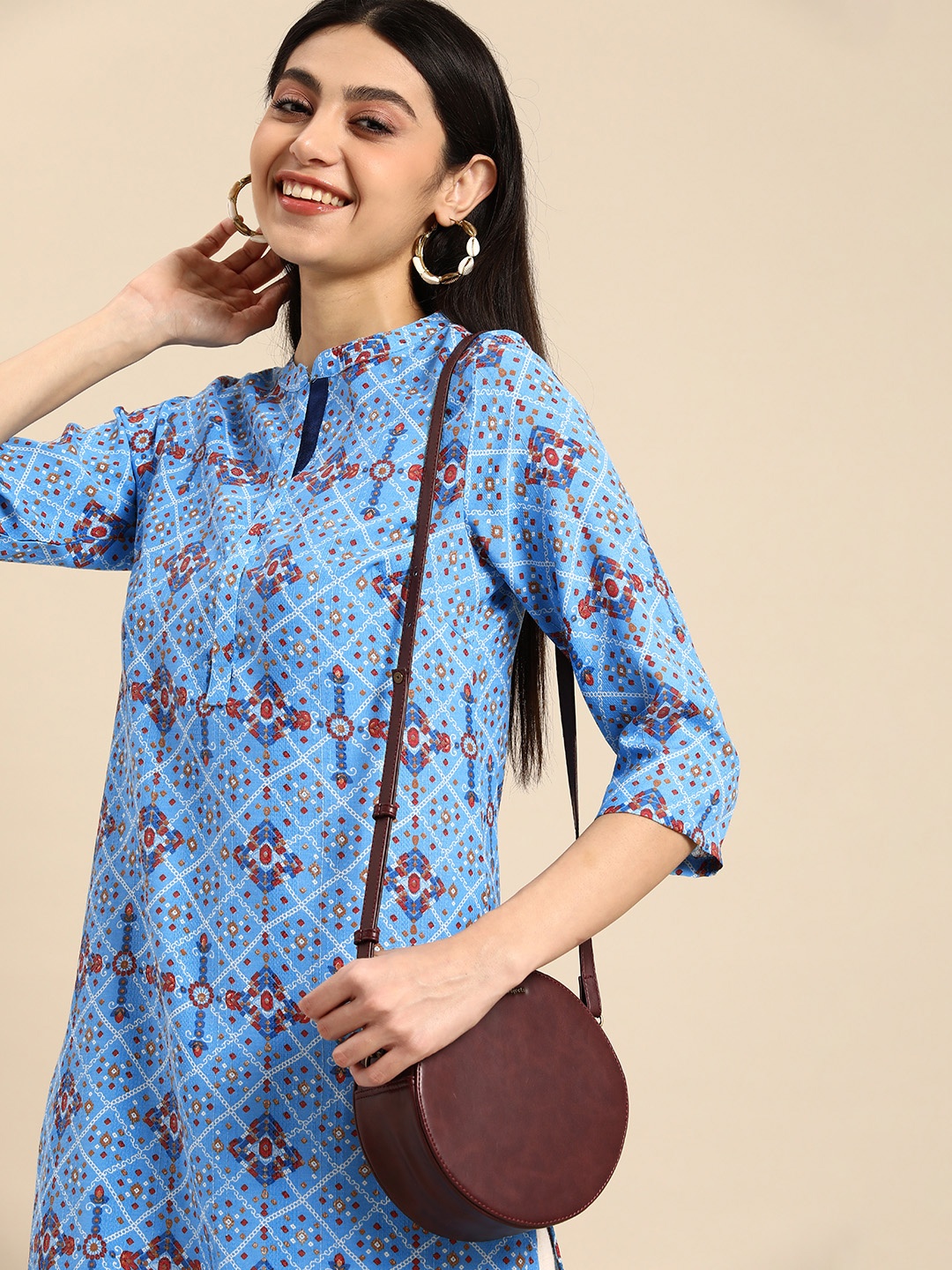 

Anouk Women Ethnic Motifs Printed Straight Kurta, Blue