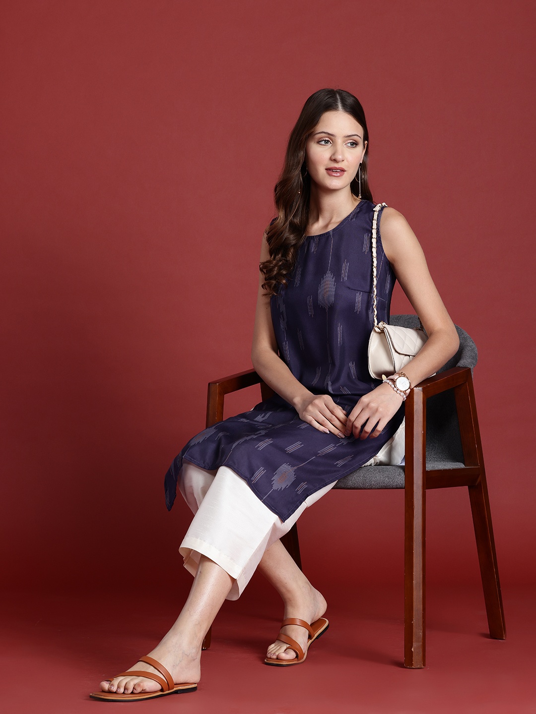 

Anouk Geometric Printed Kurta, Purple