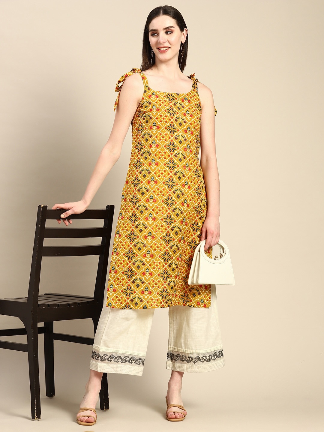 

Anouk Bandhani Prints Kurta, Mustard