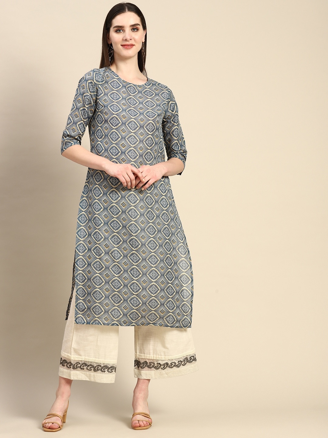 

Anouk Ethnic Motifs Print Kurta, Grey