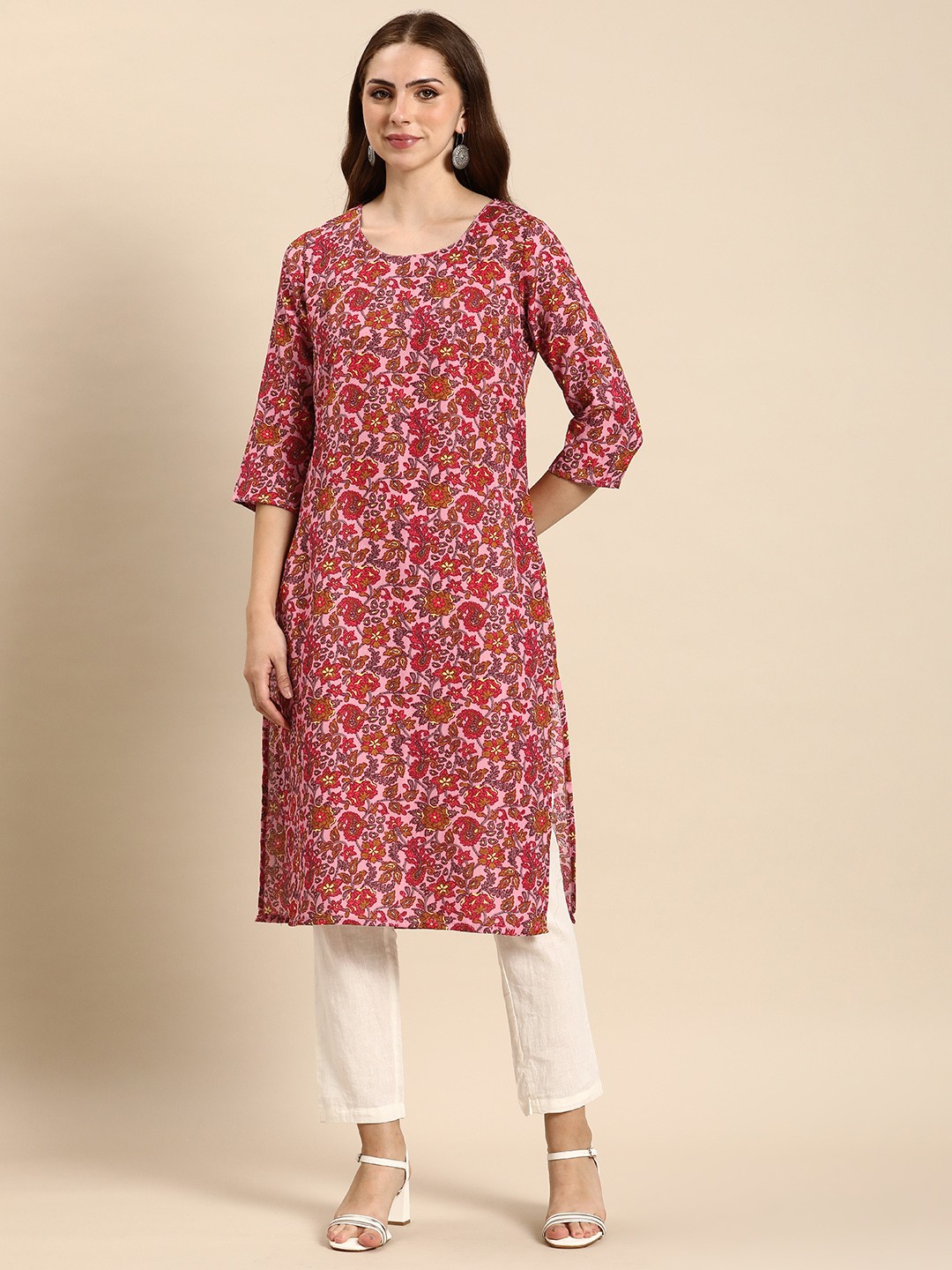 

Anouk Floral Printed Kurta, Pink