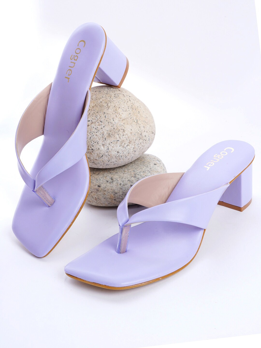 

Cogner Open Toe Block Heels, Lavender