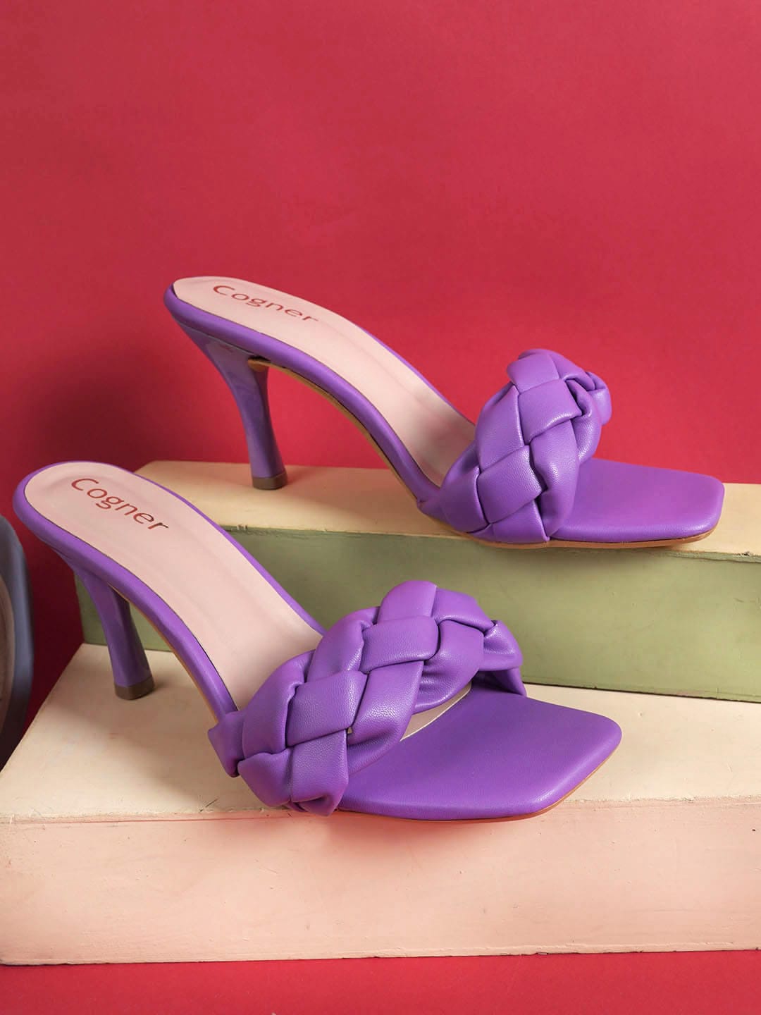 

Cogner Open Toe Slim Heels, Purple