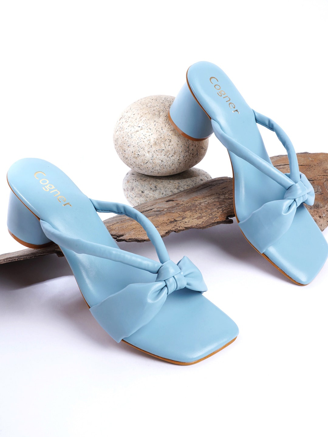 

Cogner Women Square Toe Block Heels, Blue