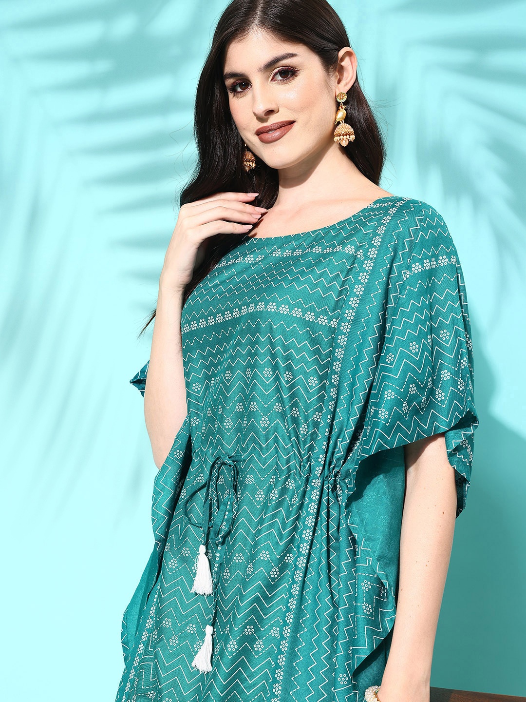 

Anouk Women Ethnic Motifs Printed Kaftan Kurta, Teal