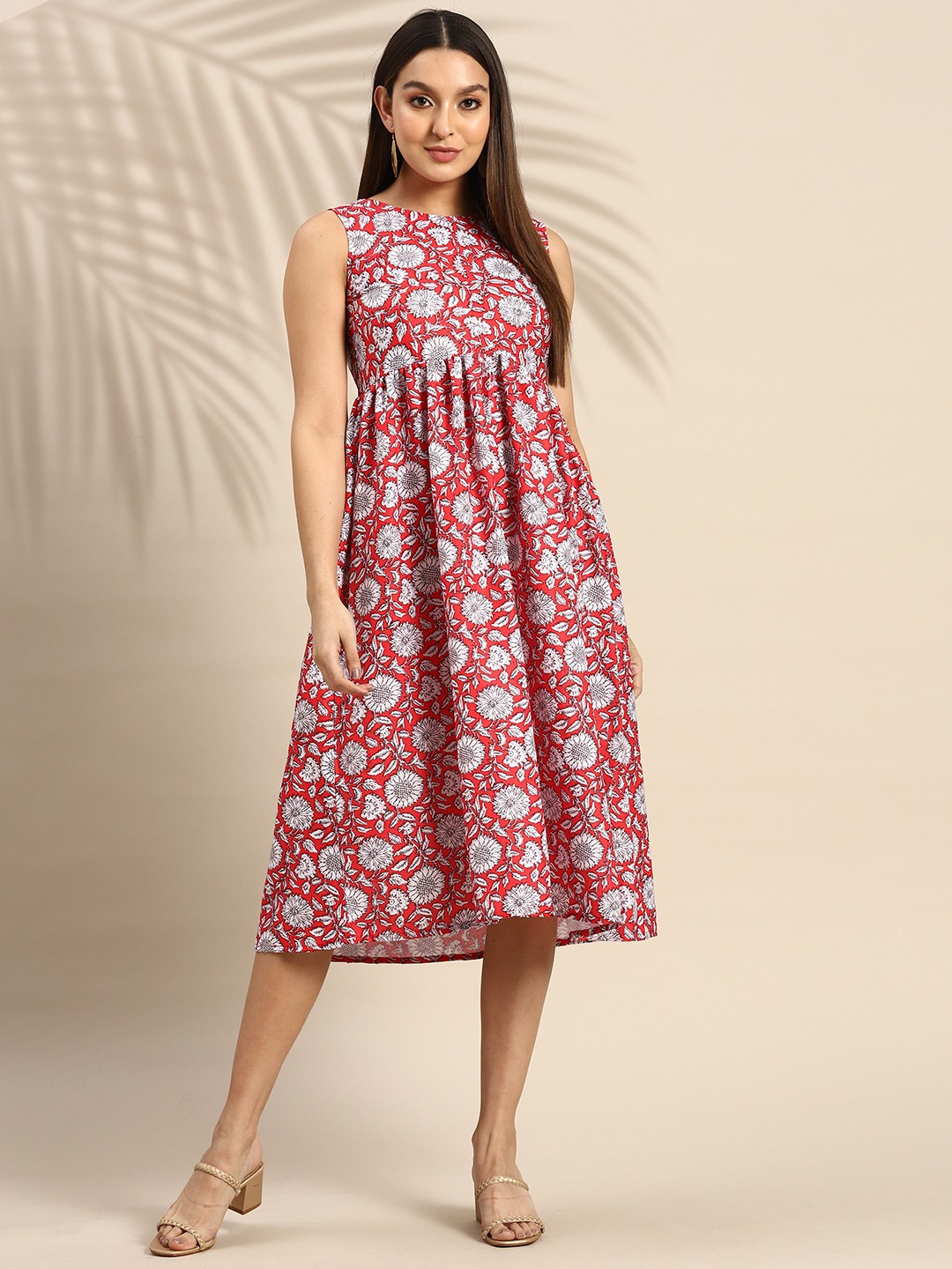 

Anouk Motifs Printed A-Line Ethnic Midi Dress, Red