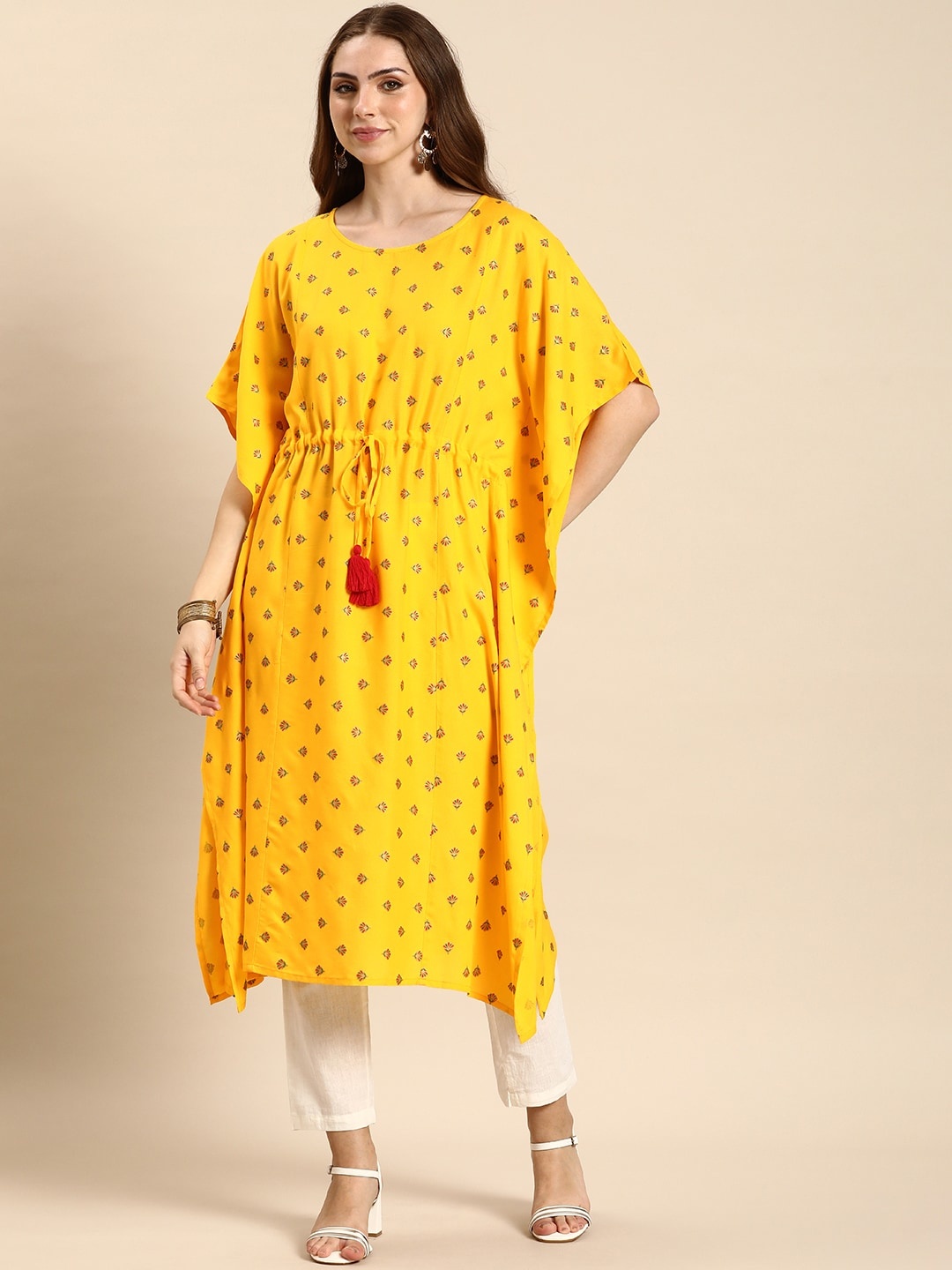 

Anouk Floral Printed Kaftan Kurta, Yellow