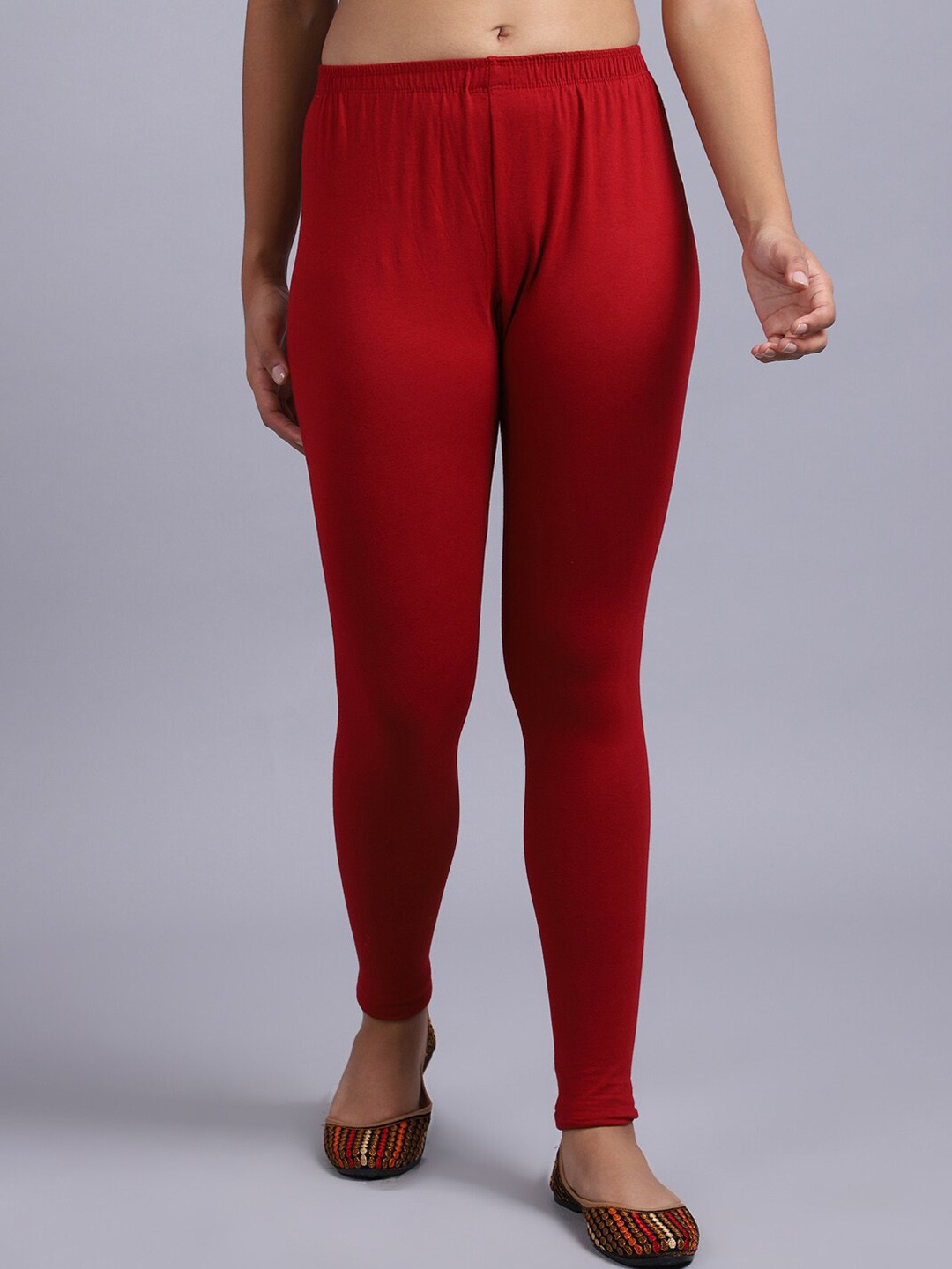 

GRACIT Cotton Lycra Ankle-Length Leggings, Maroon