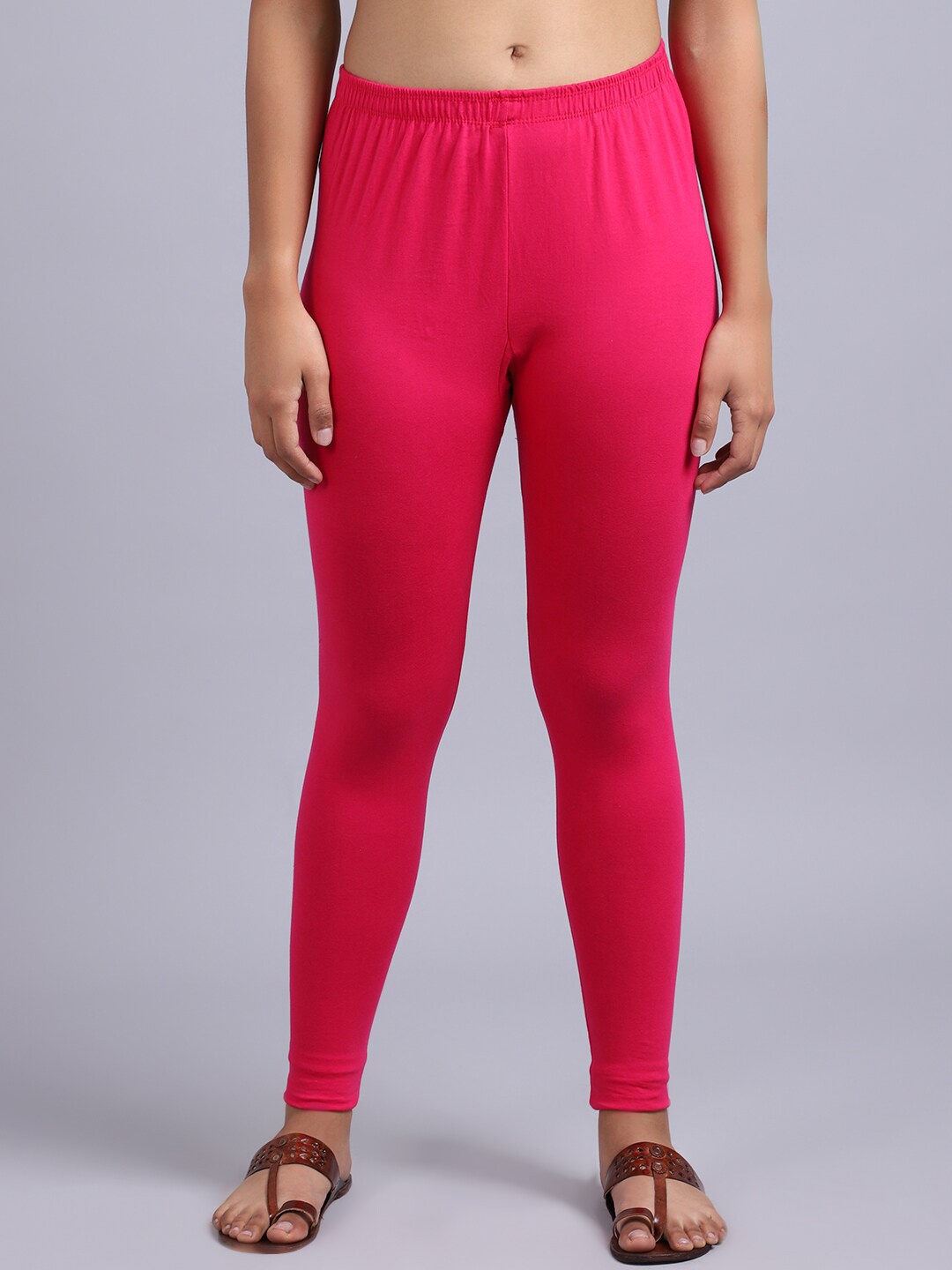 

GRACIT Cotton Lycra Ankle-Length Leggings, Pink